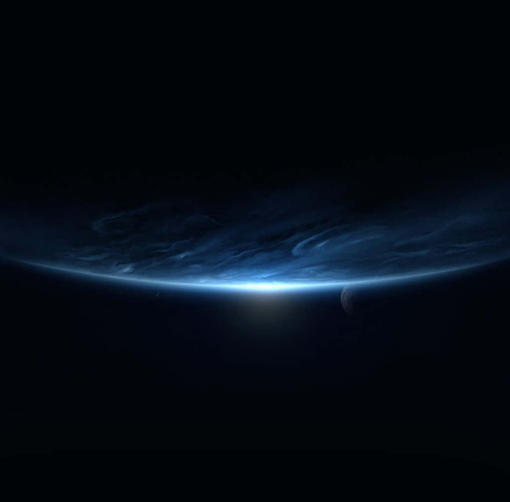 Blue Space, blue planet, glowing blue atmospheric curve, SD Desktop Wallpaper