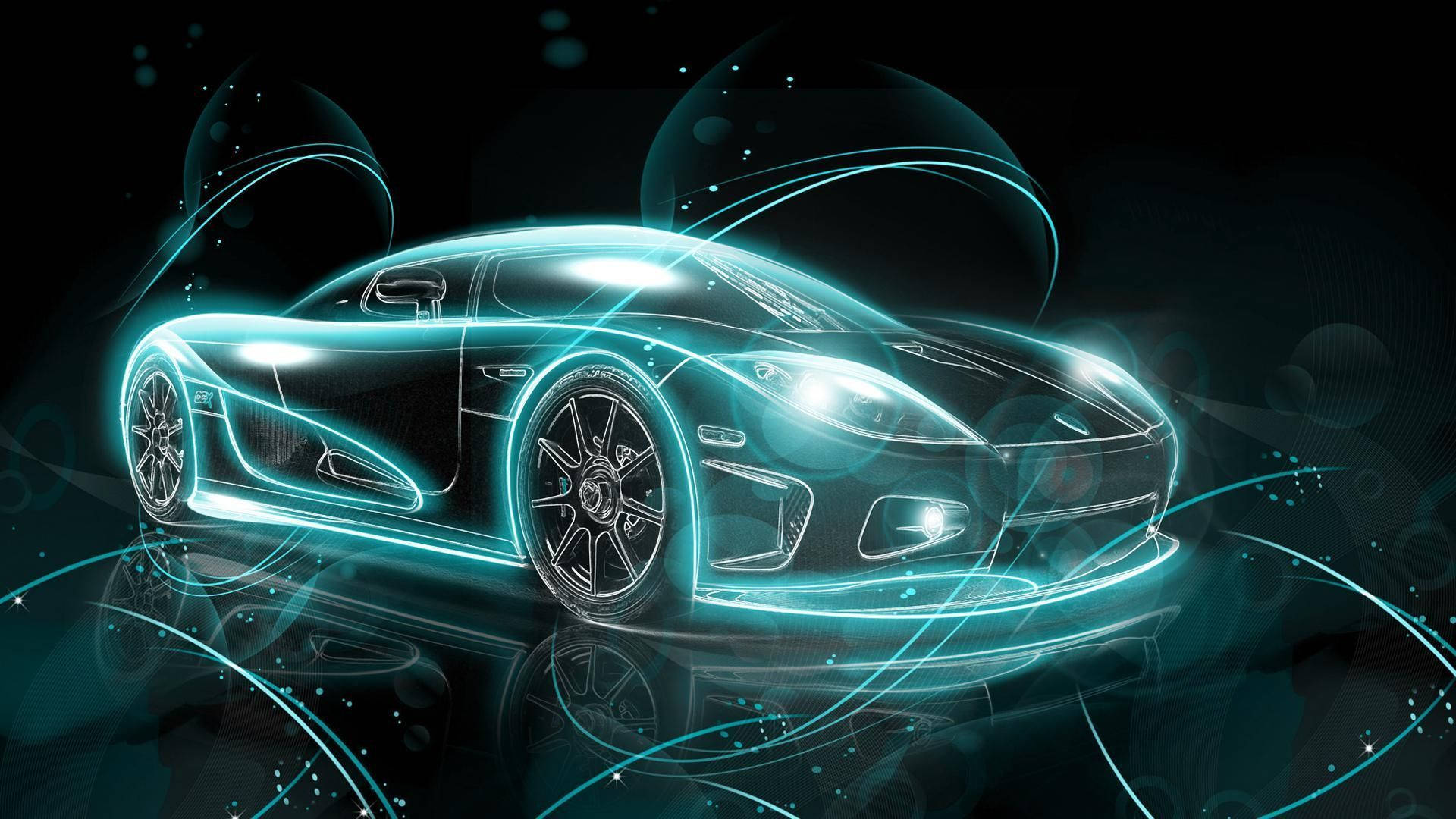 sleek blue sports car, electric blue energy lines, dark background, Full HD Desktop Wallpaper