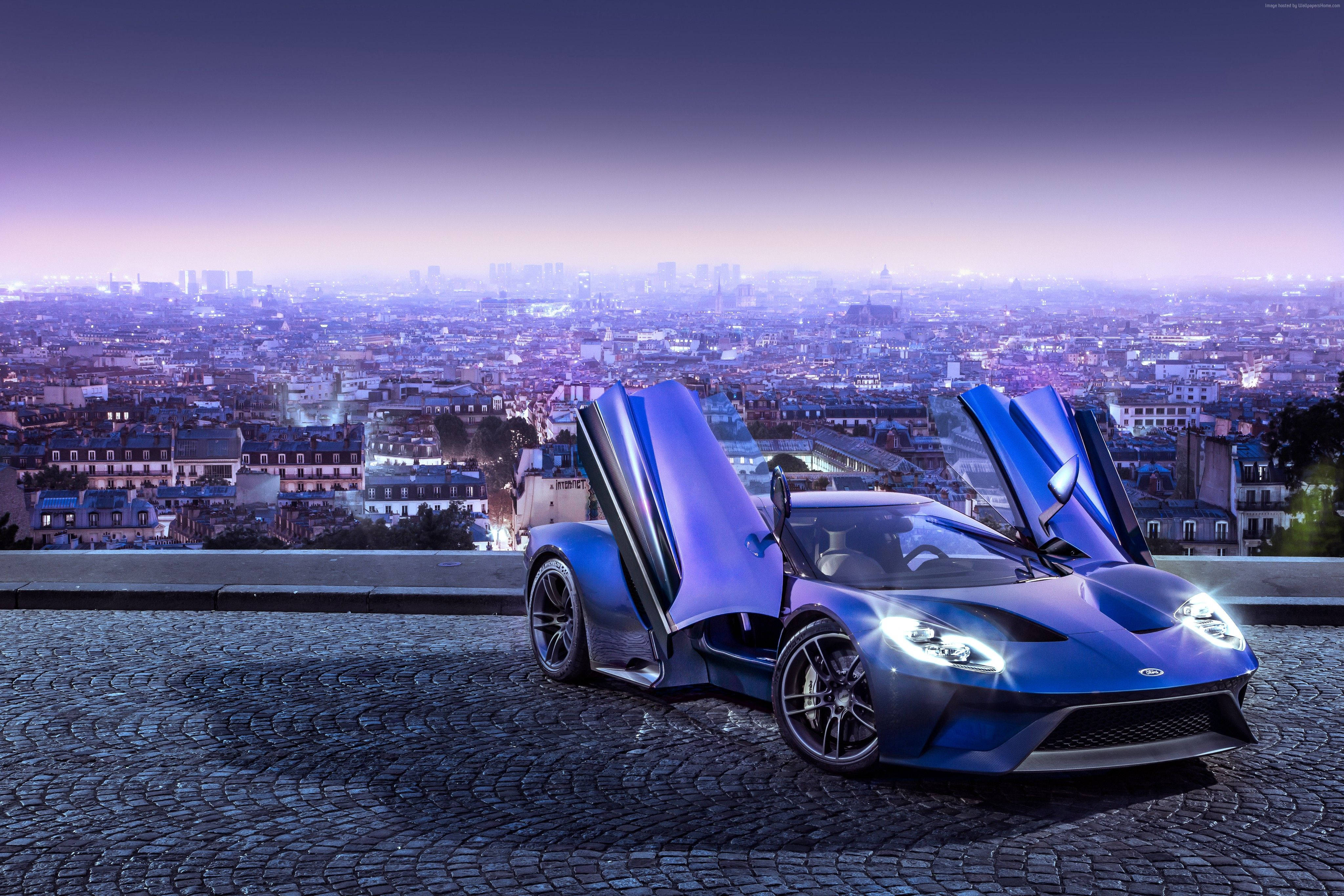 blue sports car, butterfly doors, gullwing doors, 4K Desktop Wallpaper