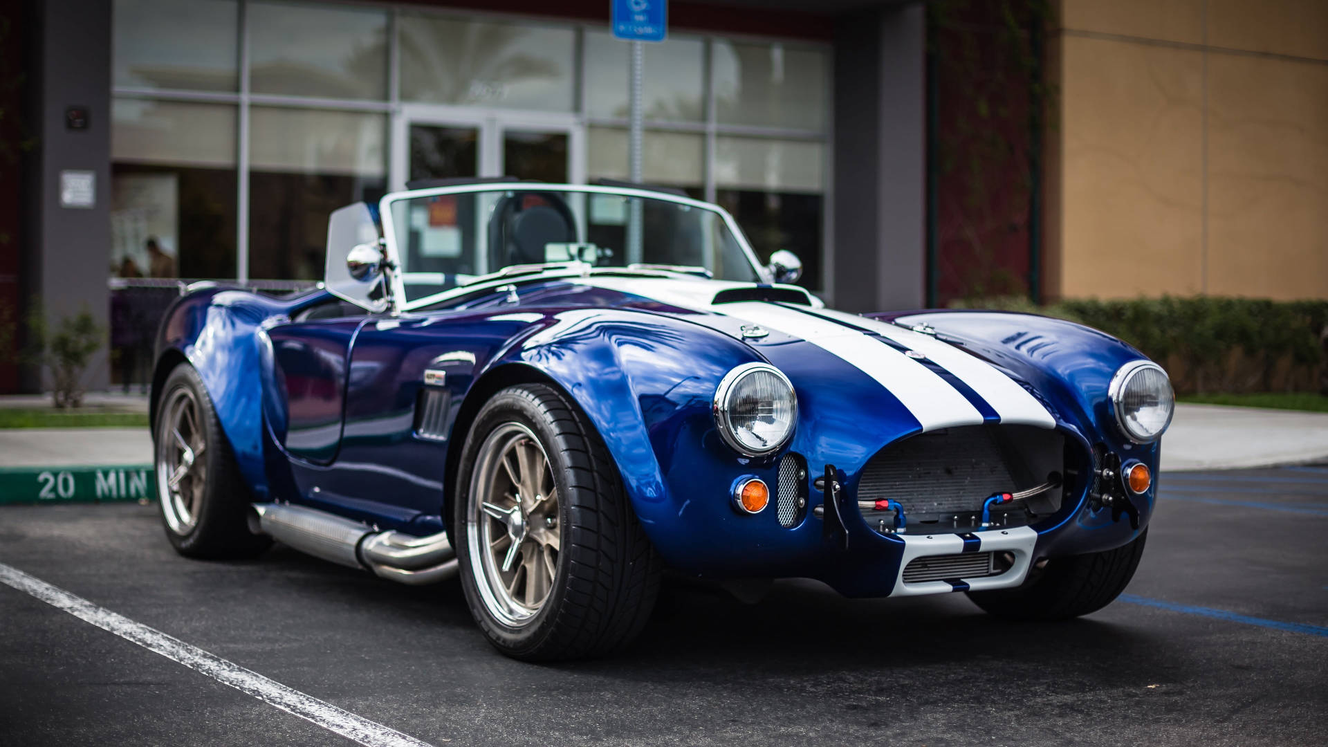 vintage blue sports car, glossy blue, classic convertible sports car, Full HD Desktop Wallpaper
