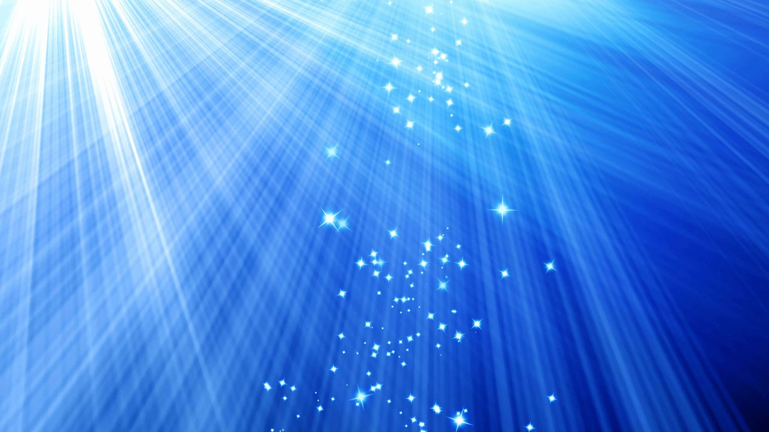 blue stars, night sky, radiant blue light beams, 2K Desktop Wallpaper