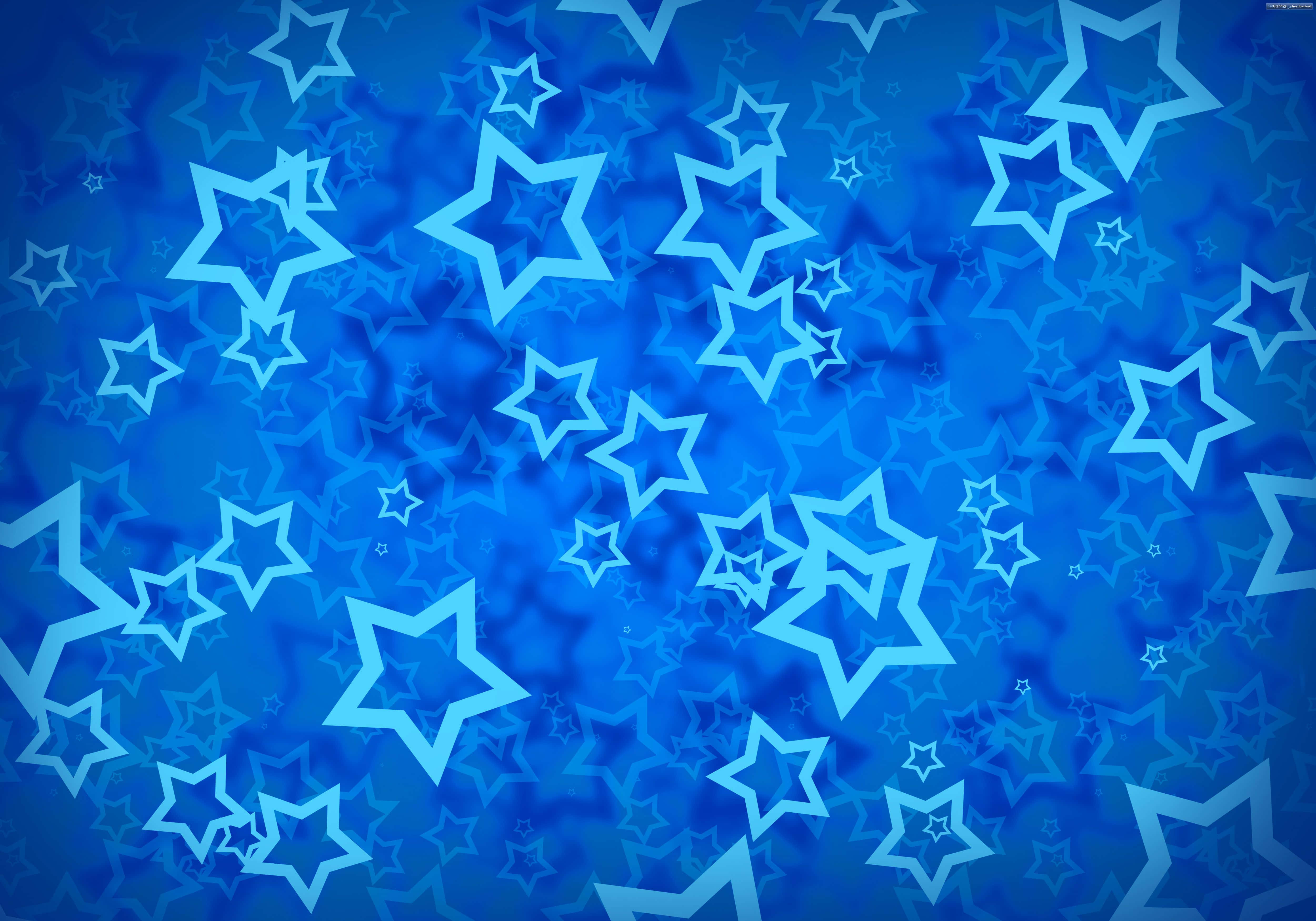Blue Stars, vibrant blue, glowing star outlines, 4K Desktop Wallpaper