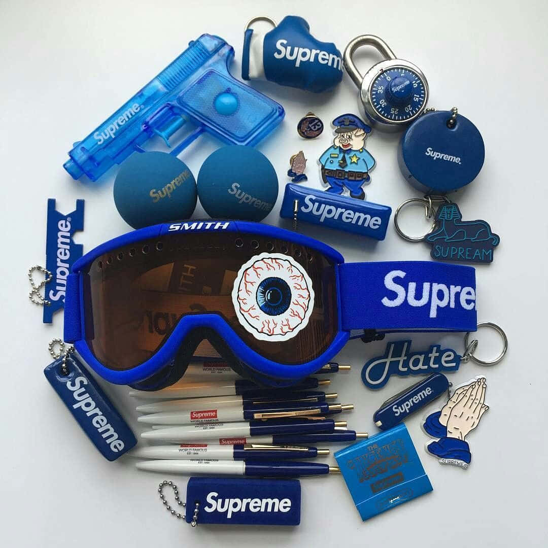 Blue Supreme, Supreme, goggles with an eye design, SD Desktop Wallpaper