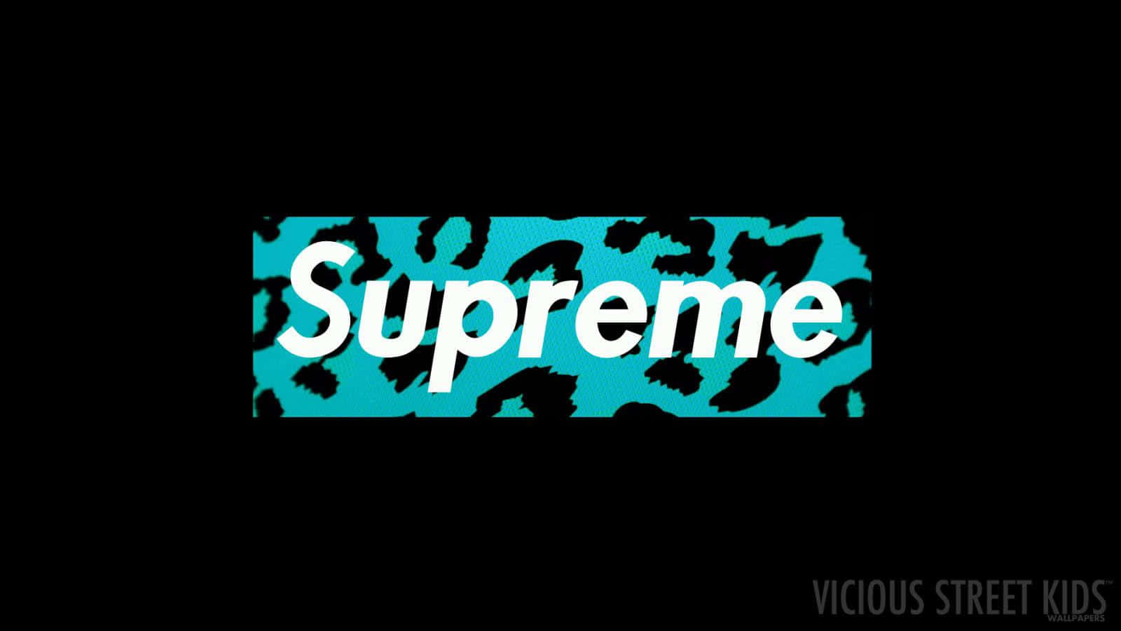 Supreme, teal leopard print, black background, HD Desktop Wallpaper