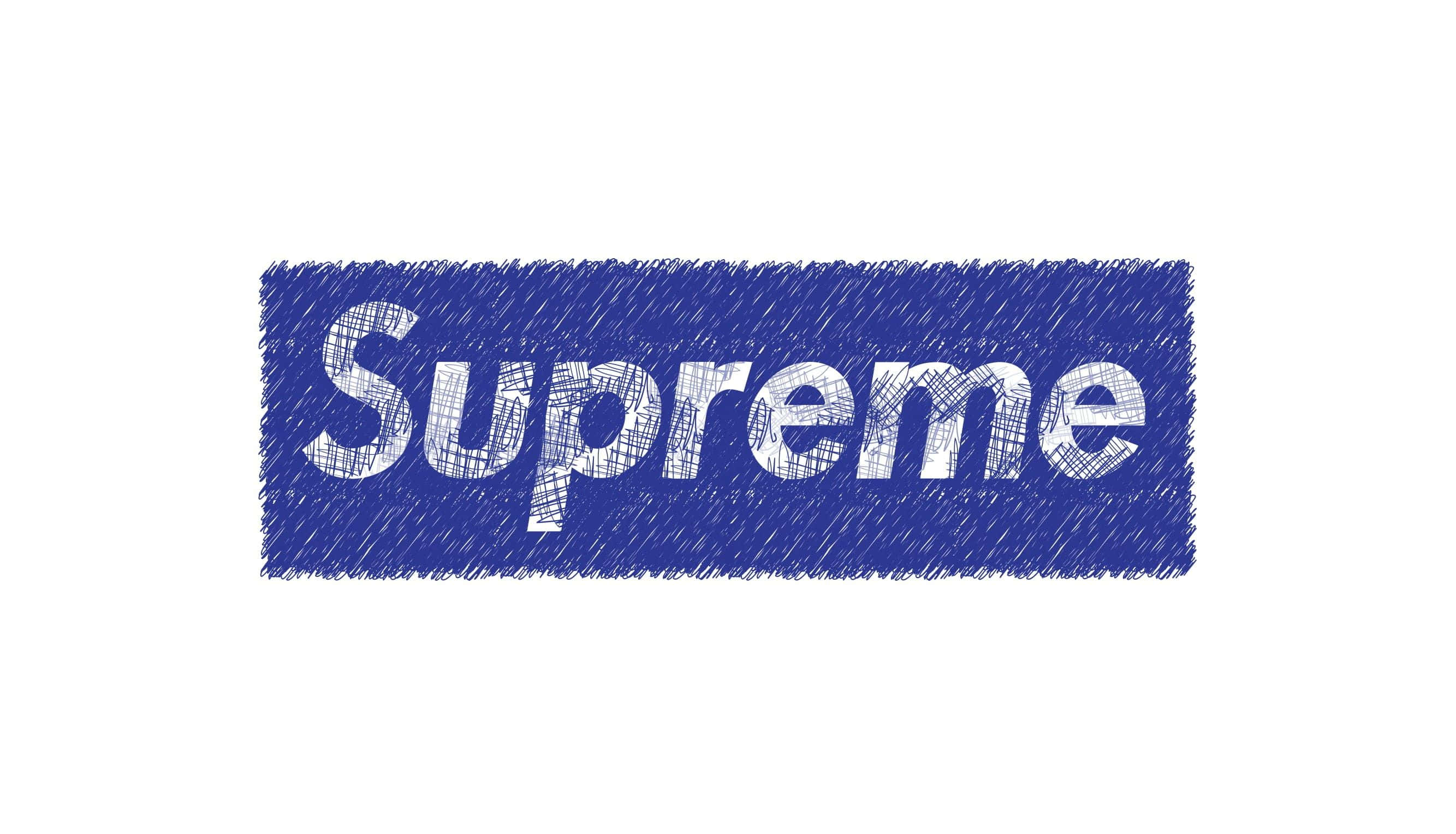 Supreme, blue rectangle, white 'Supreme' text, 2K Desktop Wallpaper