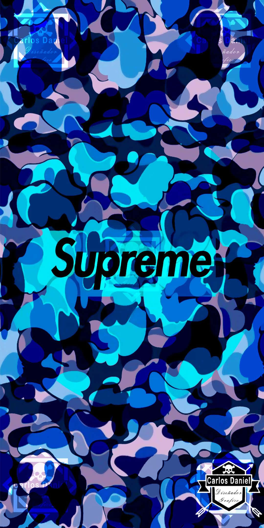 Blue Supreme, Supreme logo, black text, Full HD Phone Wallpaper