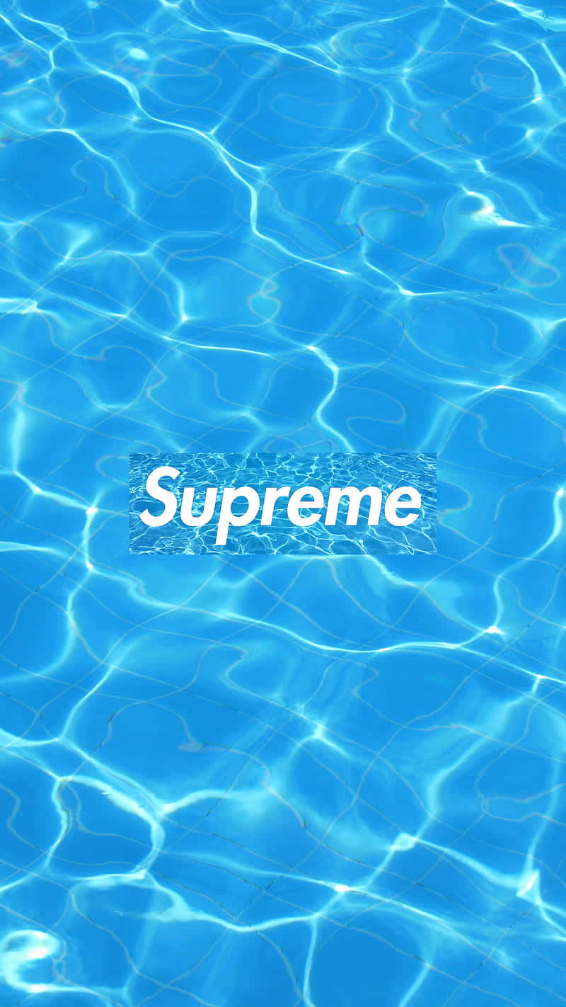 Supreme logo, vibrant blue swimming pool, rippling water, HD Phone Wallpaper