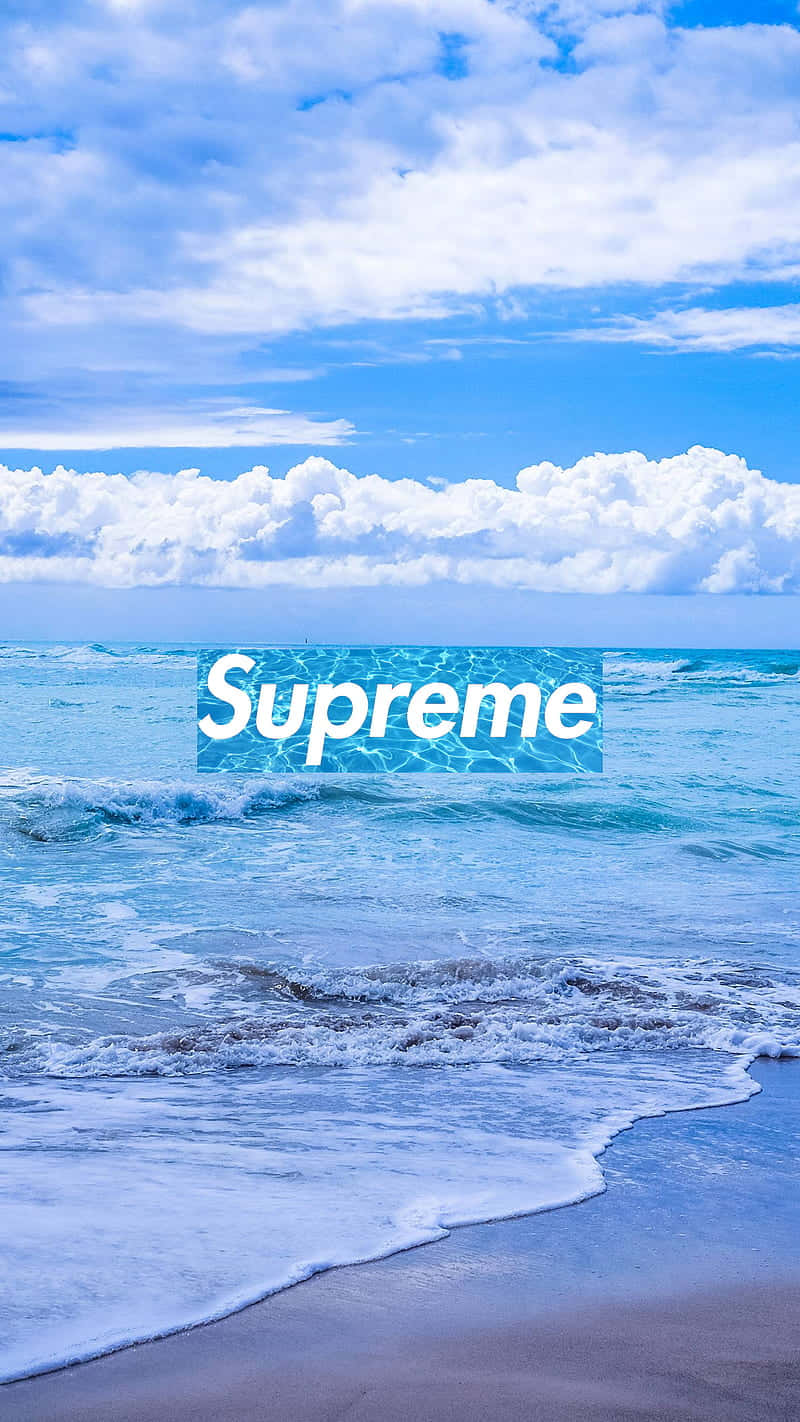 Supreme, blue supreme, vibrant beach scene, HD Phone Wallpaper