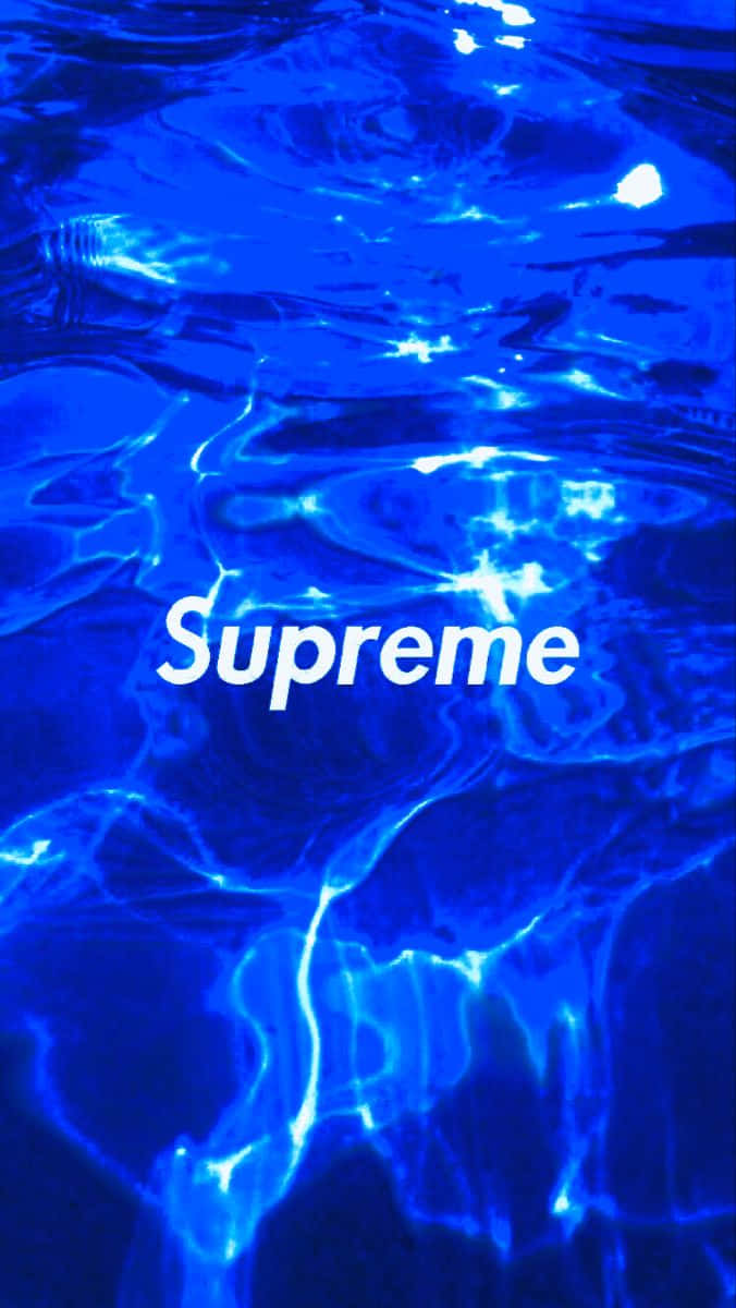 Supreme logo, vibrant blue water, light reflections, SD Phone Wallpaper