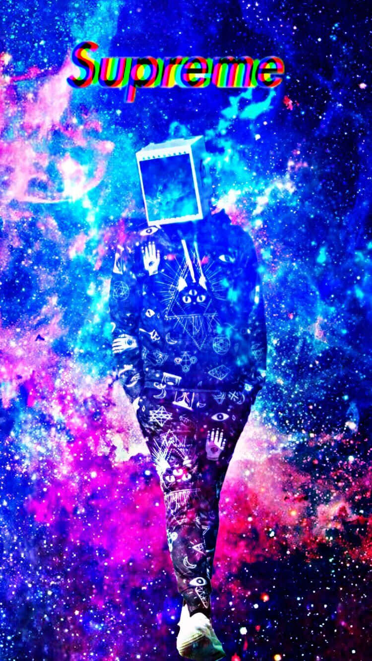 Blue Supreme, space suit, computer monitor for a head, HD Phone Wallpaper