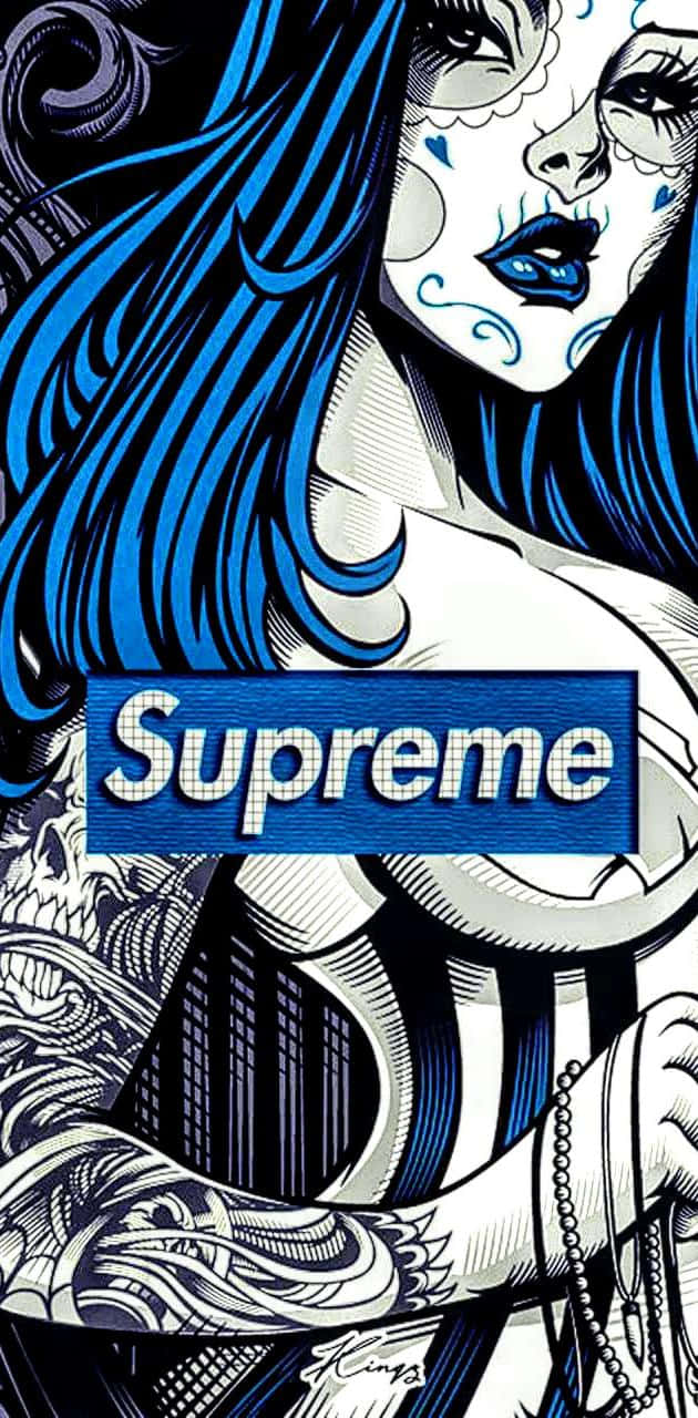 Supreme, blue hair, sugar skull makeup, HD Phone Wallpaper