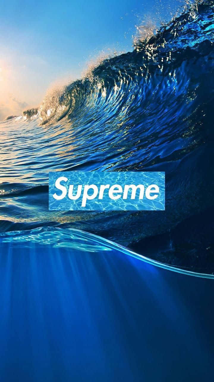 Blue Supreme, golden sunrise, white Supreme logo, HD Phone Wallpaper