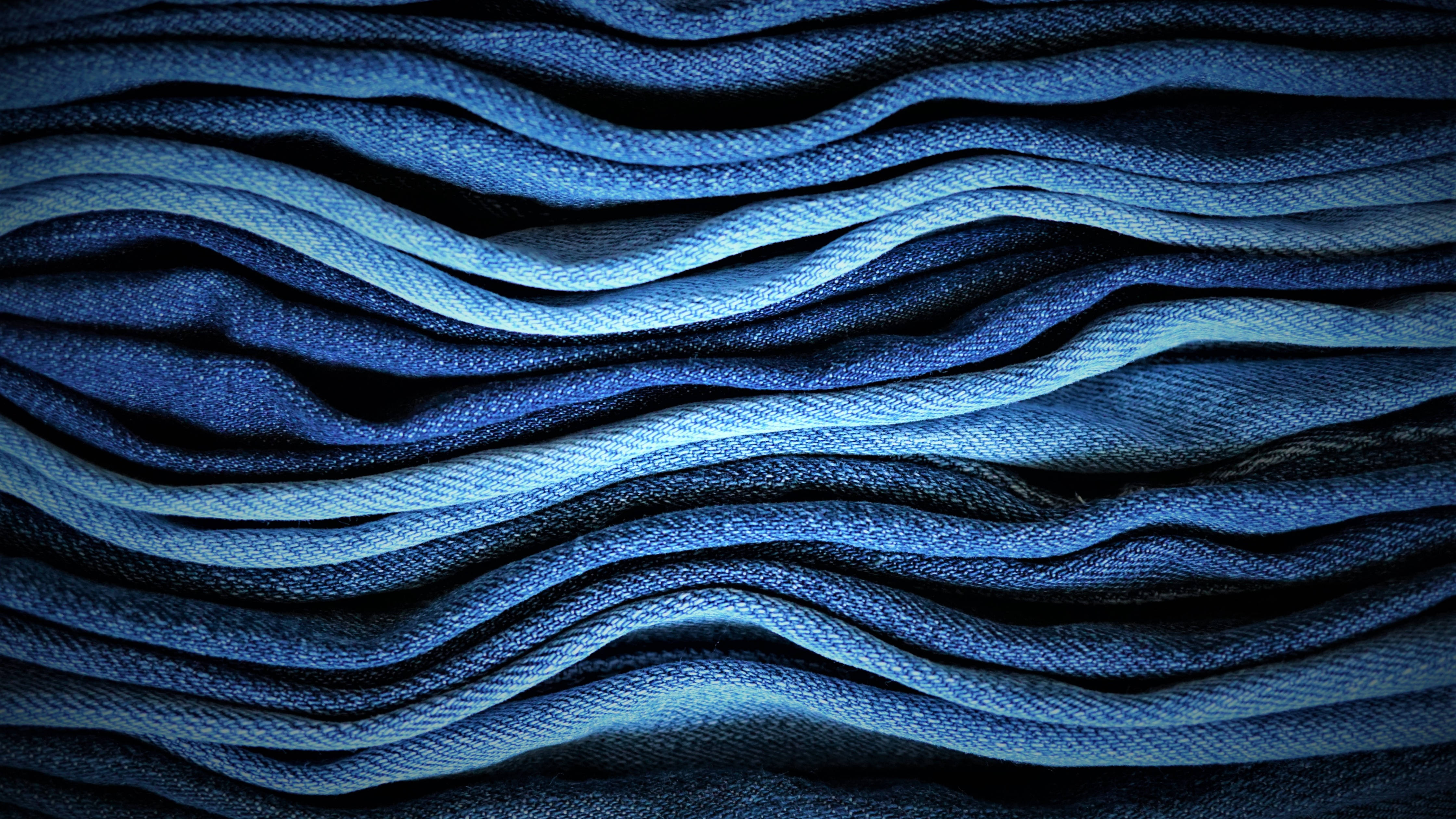 4D Ultra HD Stacked Denim, denim fabric, deep blues, 4K Desktop Wallpaper