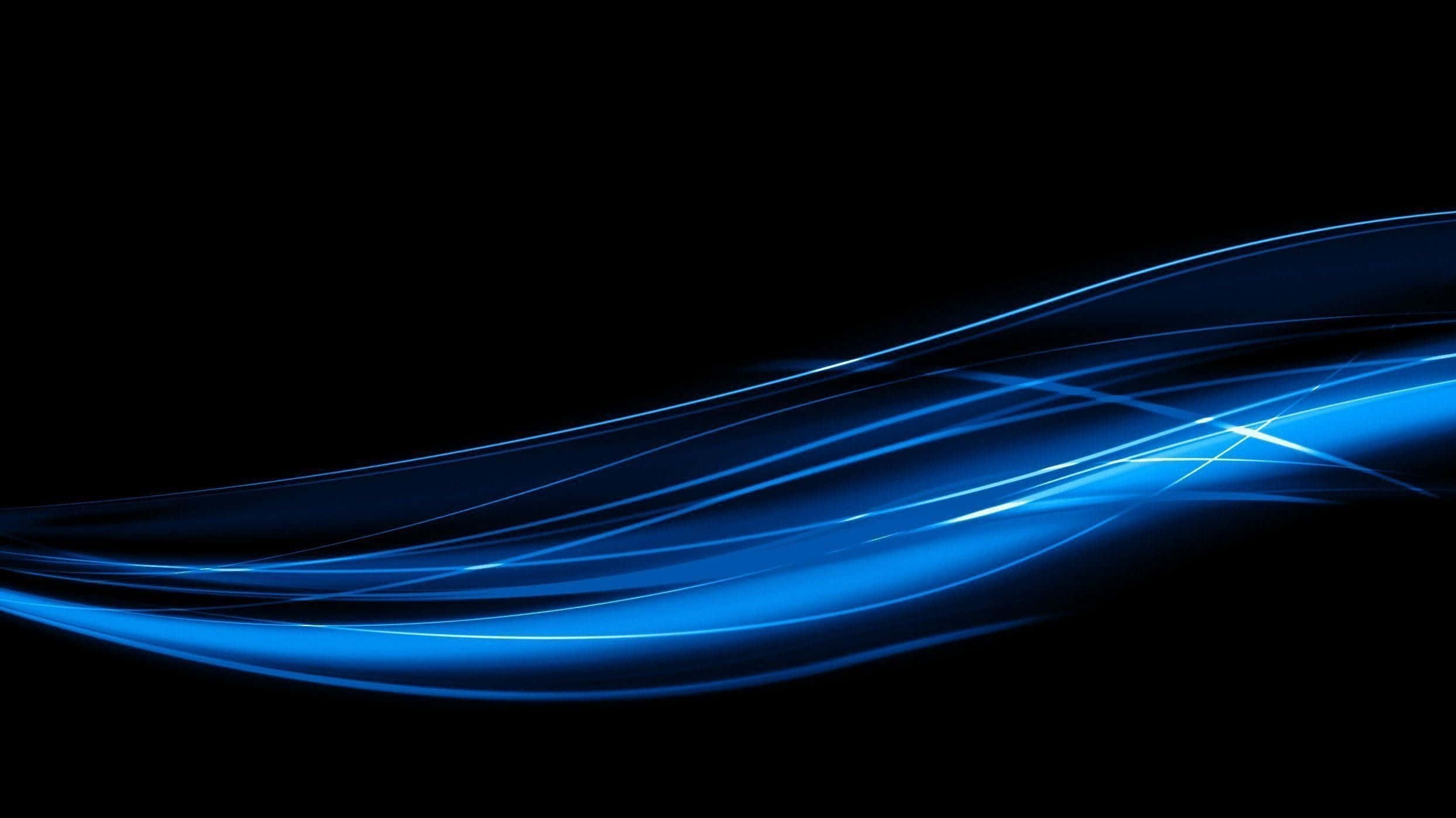 Dark Blue Ombre, glowing blue light waves, deep black background, Full HD Desktop Wallpaper