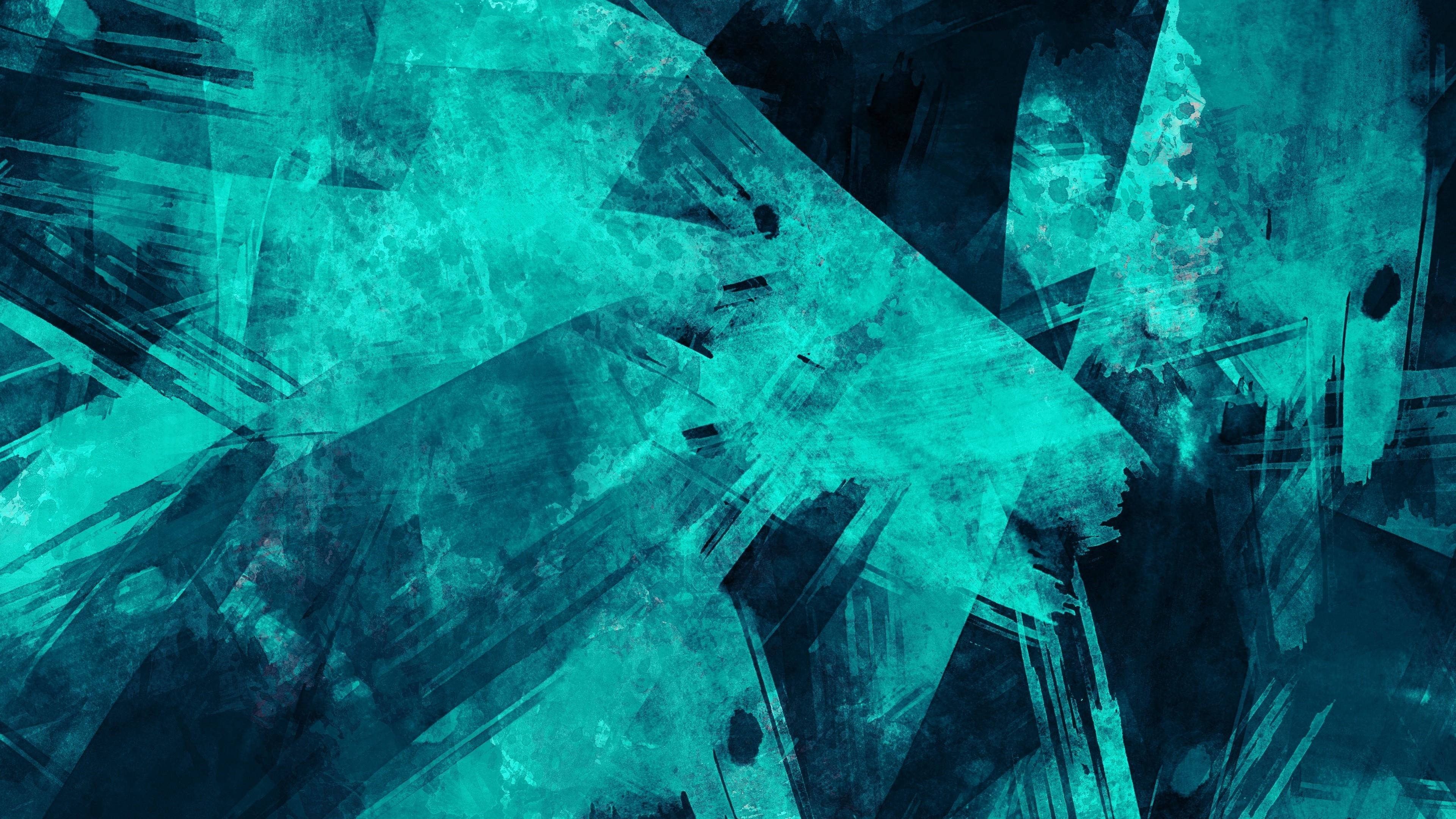 teal, dark blue, abstract brushstrokes, 4K Desktop Wallpaper