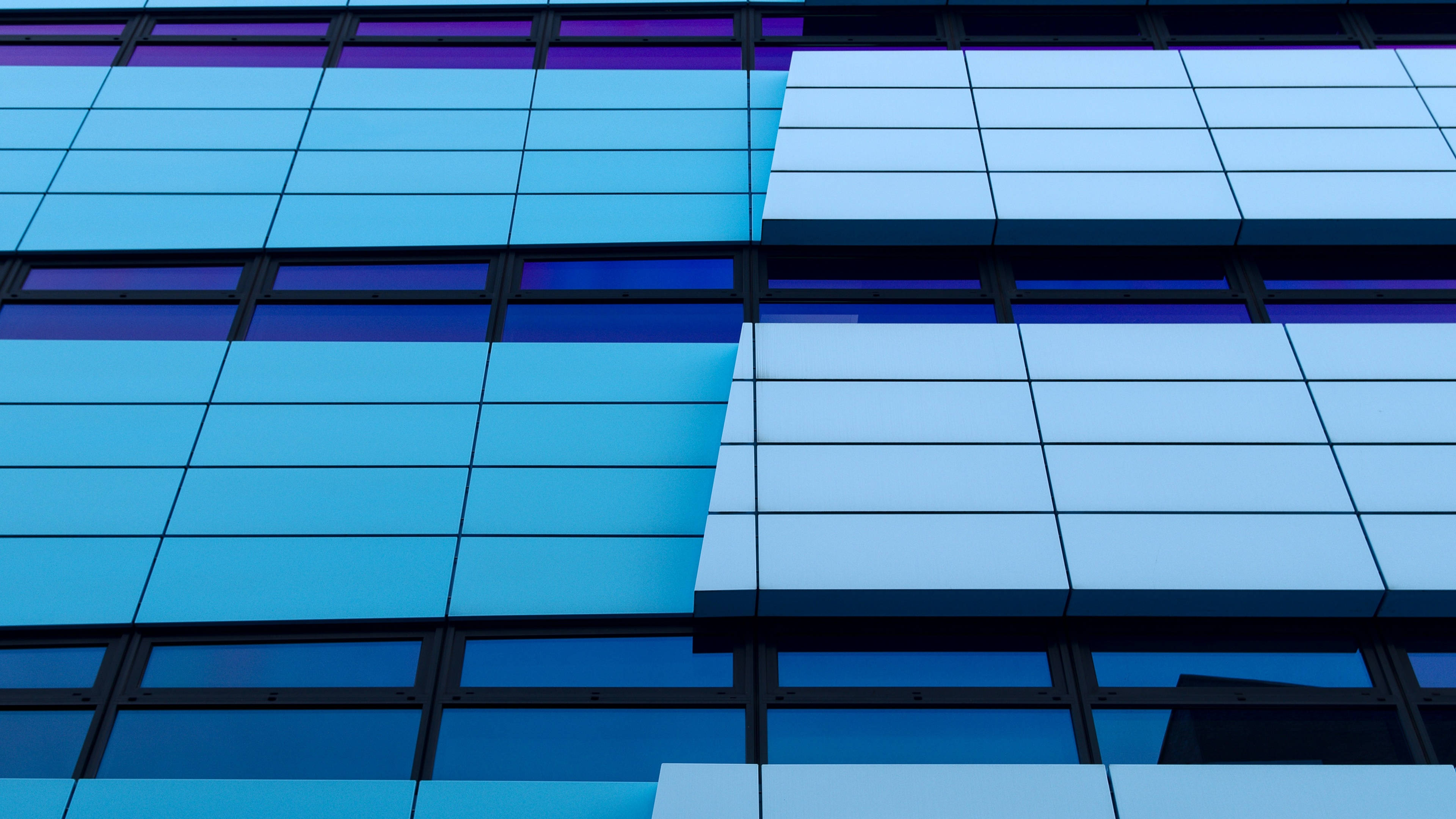 4D Ultra HD Glass Panels, blue glass panels, purple accents, 4K Desktop Wallpaper