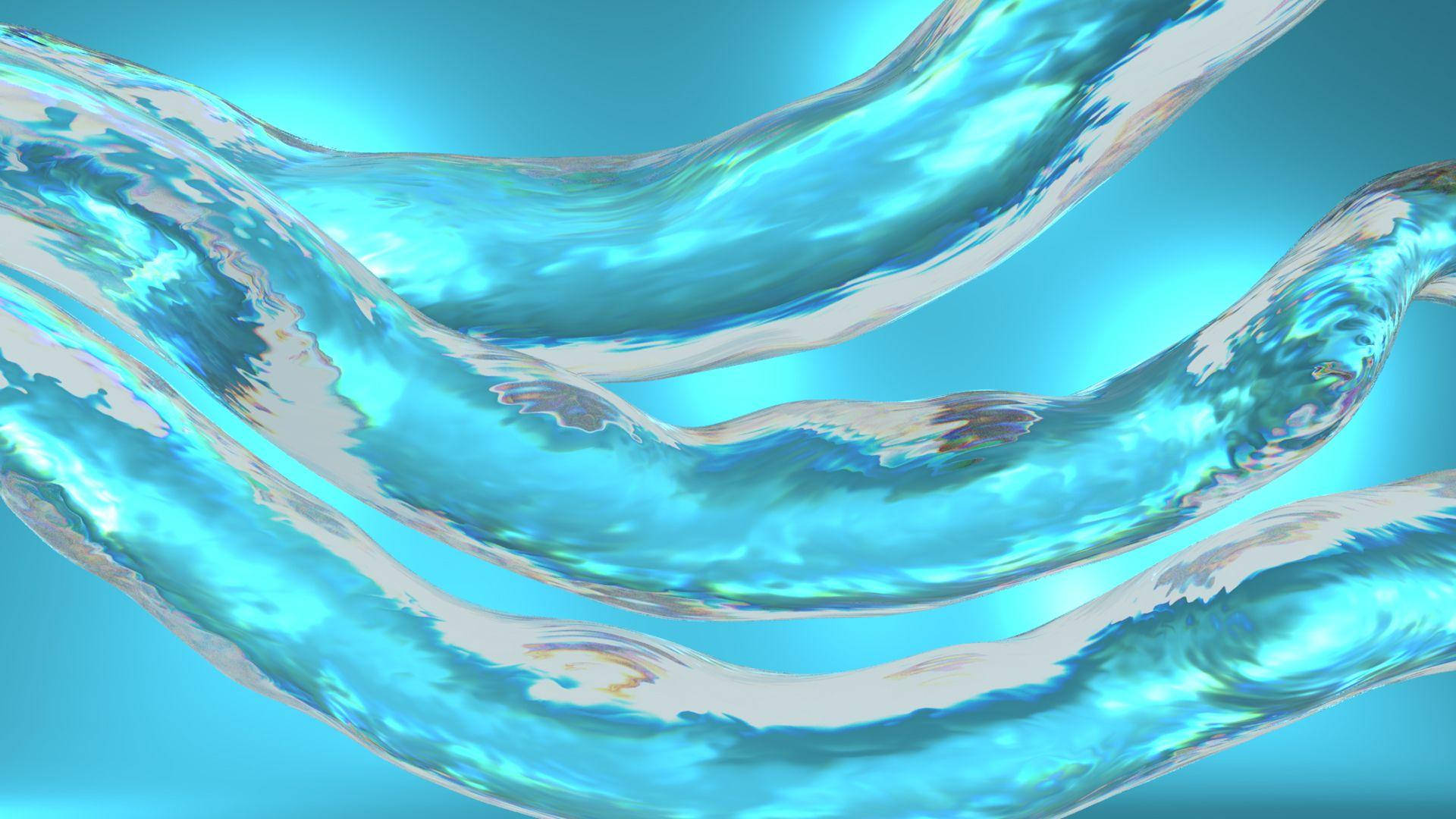 liquid ropes, turquoise ribbons, soft blue gradient background, Full HD Desktop Wallpaper