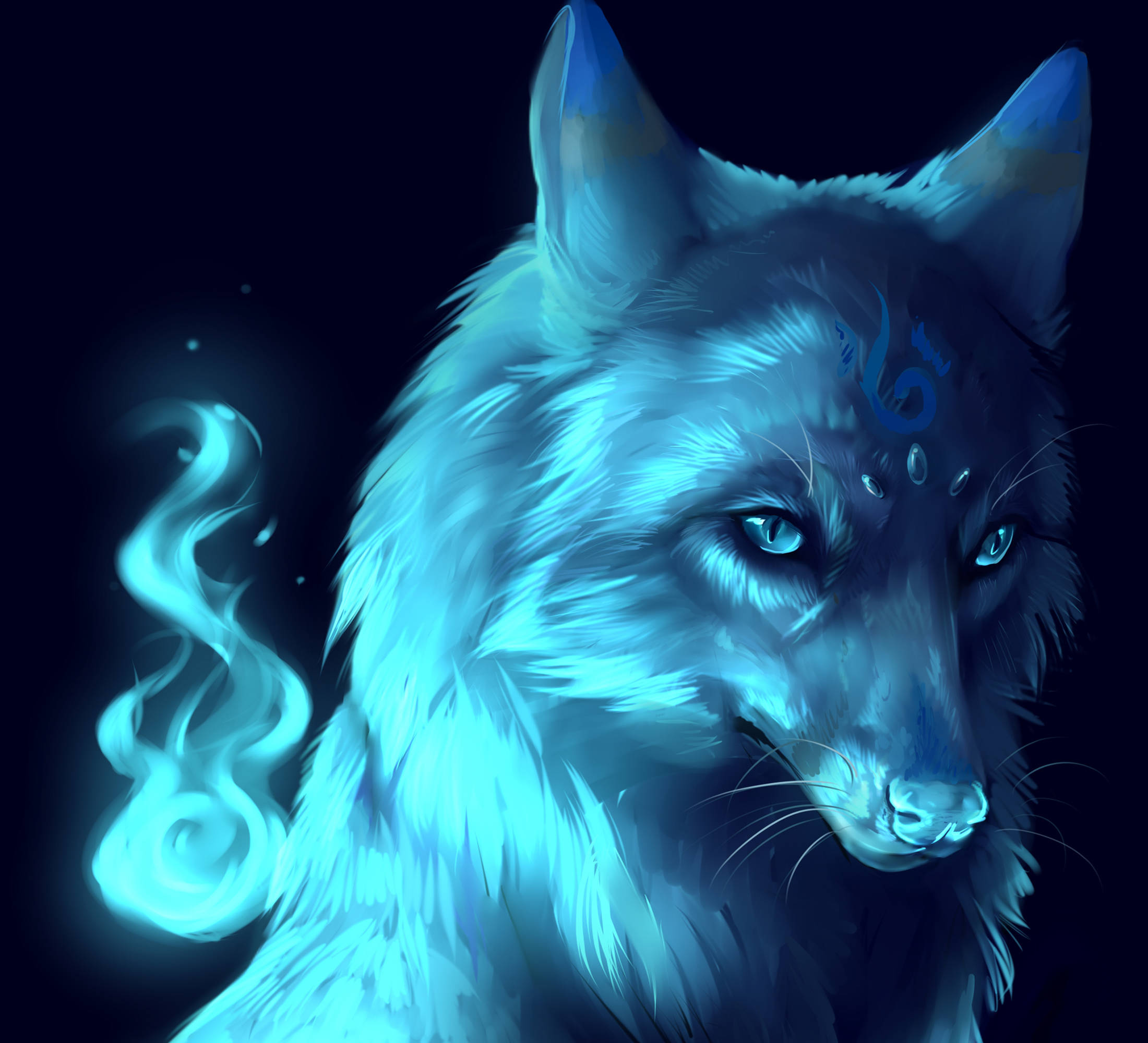 Blue Wolf, jewel, glowing blue, Full HD Desktop Wallpaper