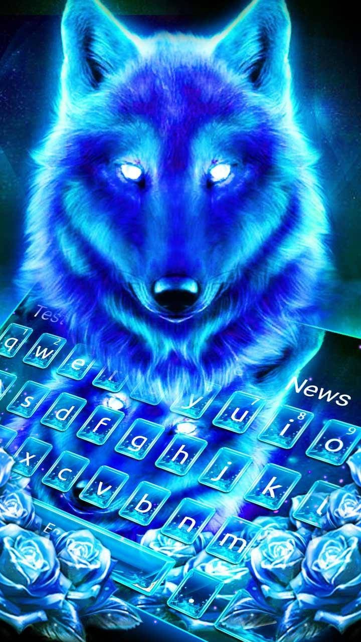 Blue Wolf, glowing blue wolf, bright eyes, HD Phone Wallpaper