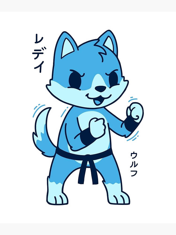 Blue Wolf, karate stance, black belt, SD Phone Wallpaper
