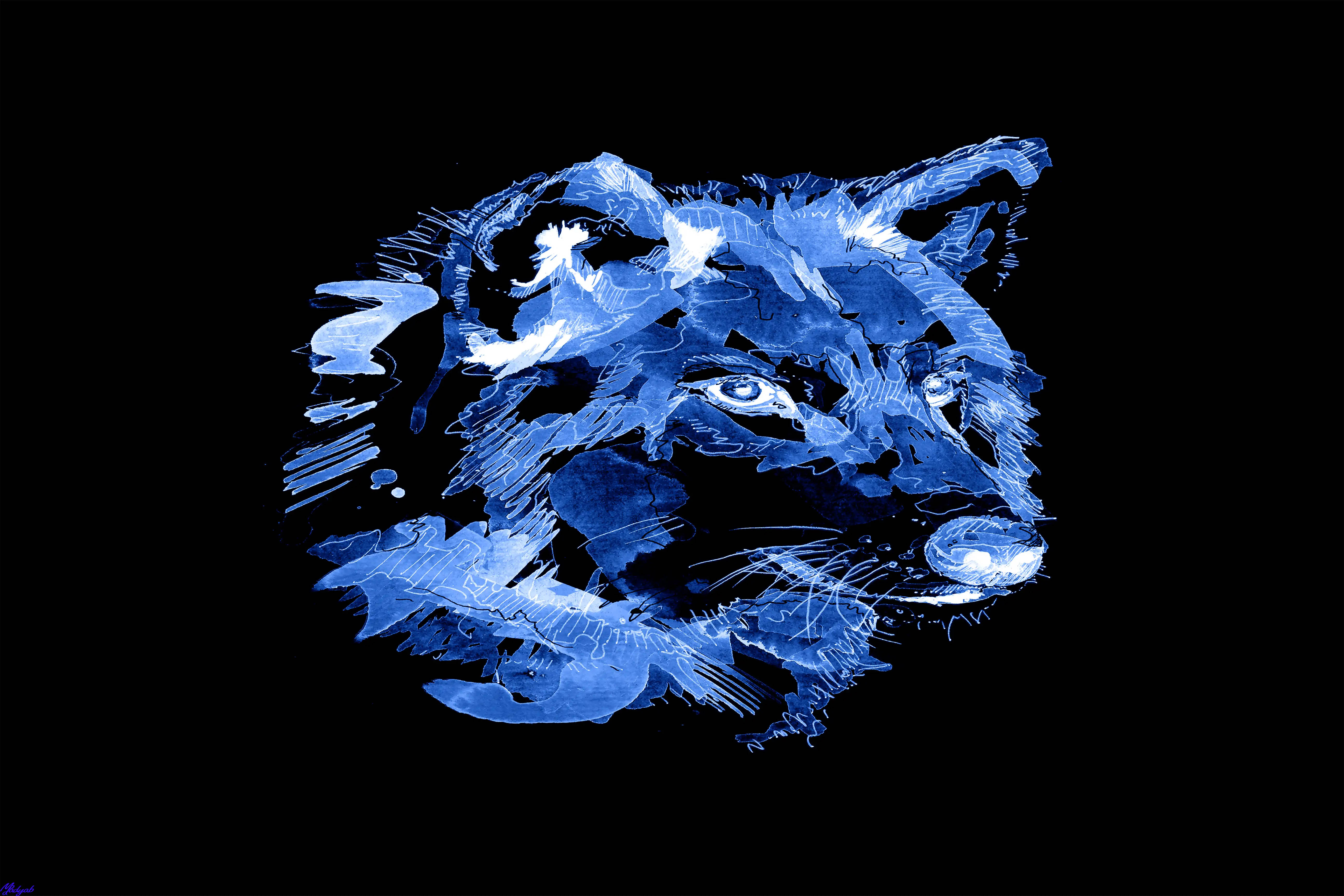 Blue Wolf, blue wolf head, stylized blue wolf, 5K Desktop Wallpaper