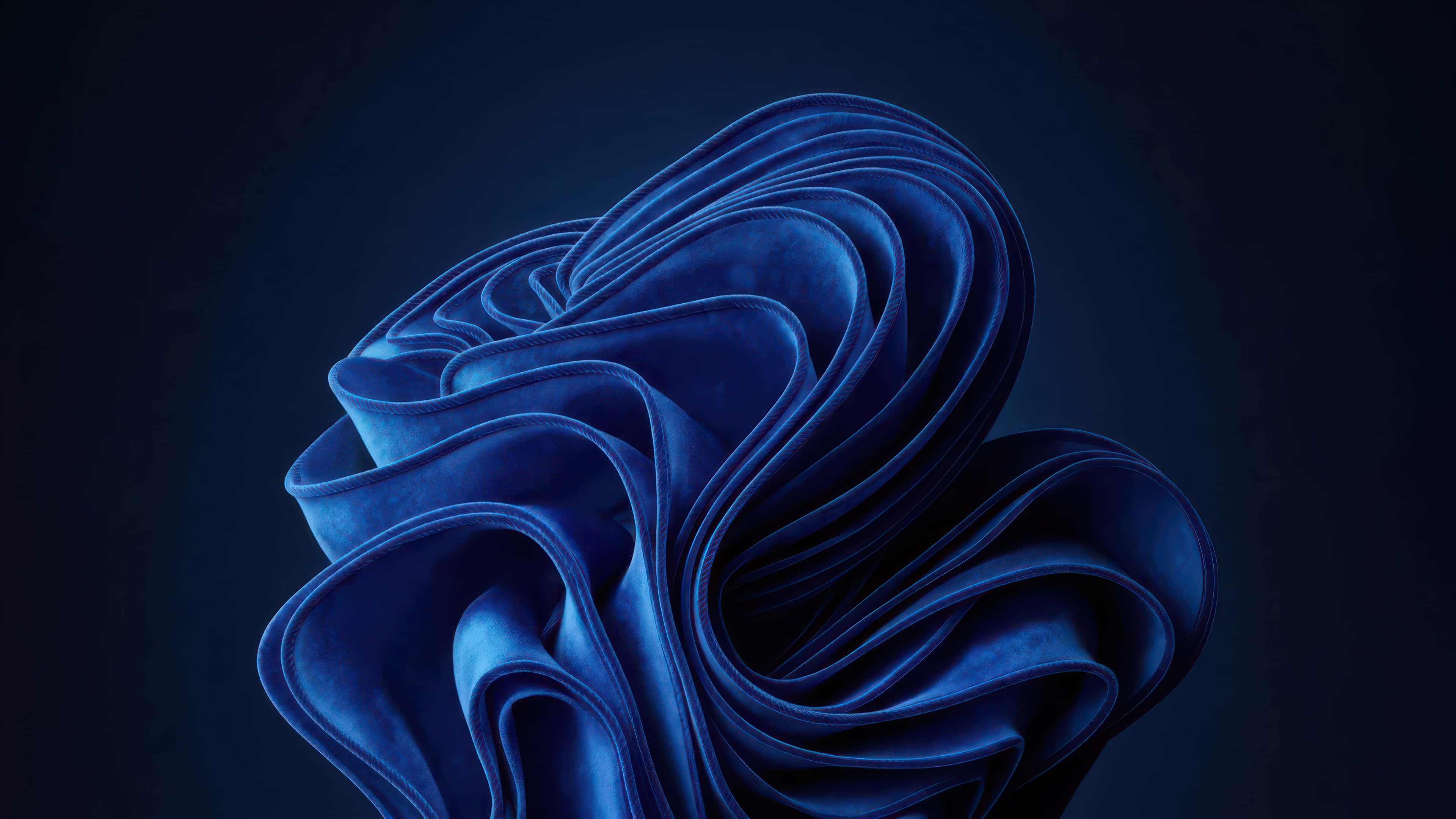 blue velvet bloom, blue velvet fabric, swirling organic folds, 4K Desktop Wallpaper