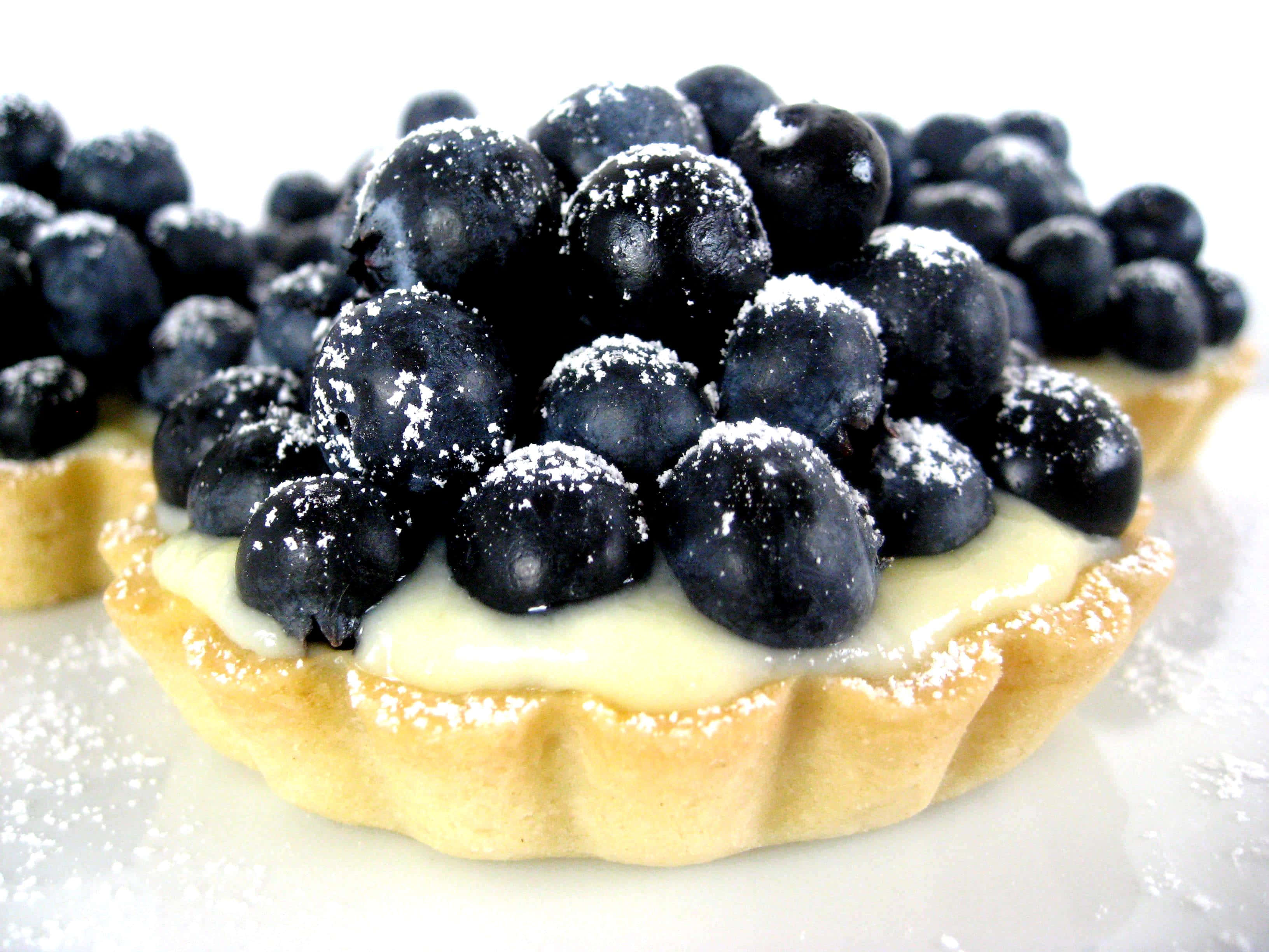 Blueberries Tart, blueberry tarts, creamy filling, 2K Desktop Wallpaper