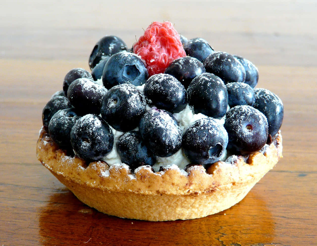 Blueberries Tart, blueberry tart, powdered sugar, HD Desktop Wallpaper