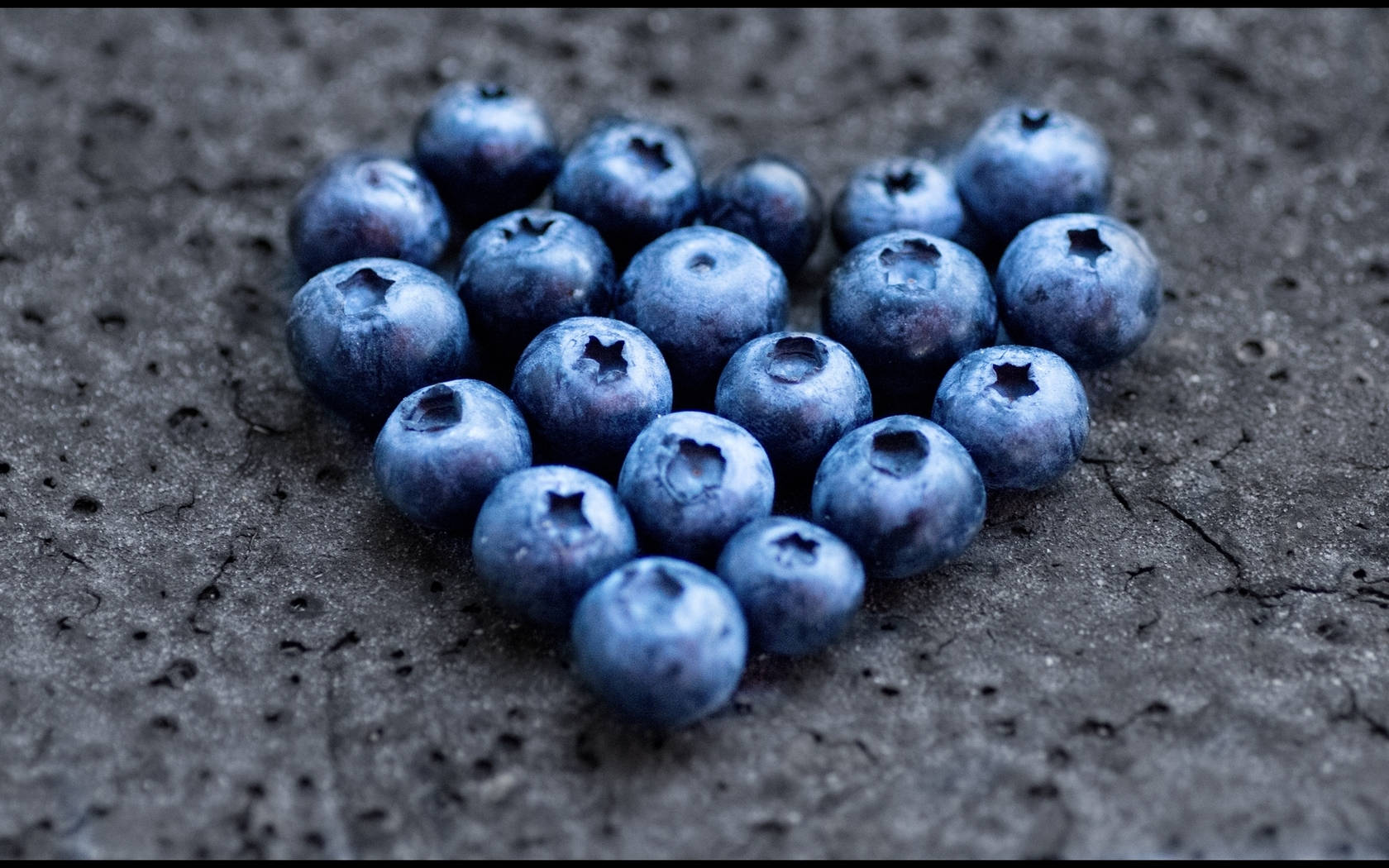 blueberries, heart shape, rough gray stone surface, HD Desktop Wallpaper