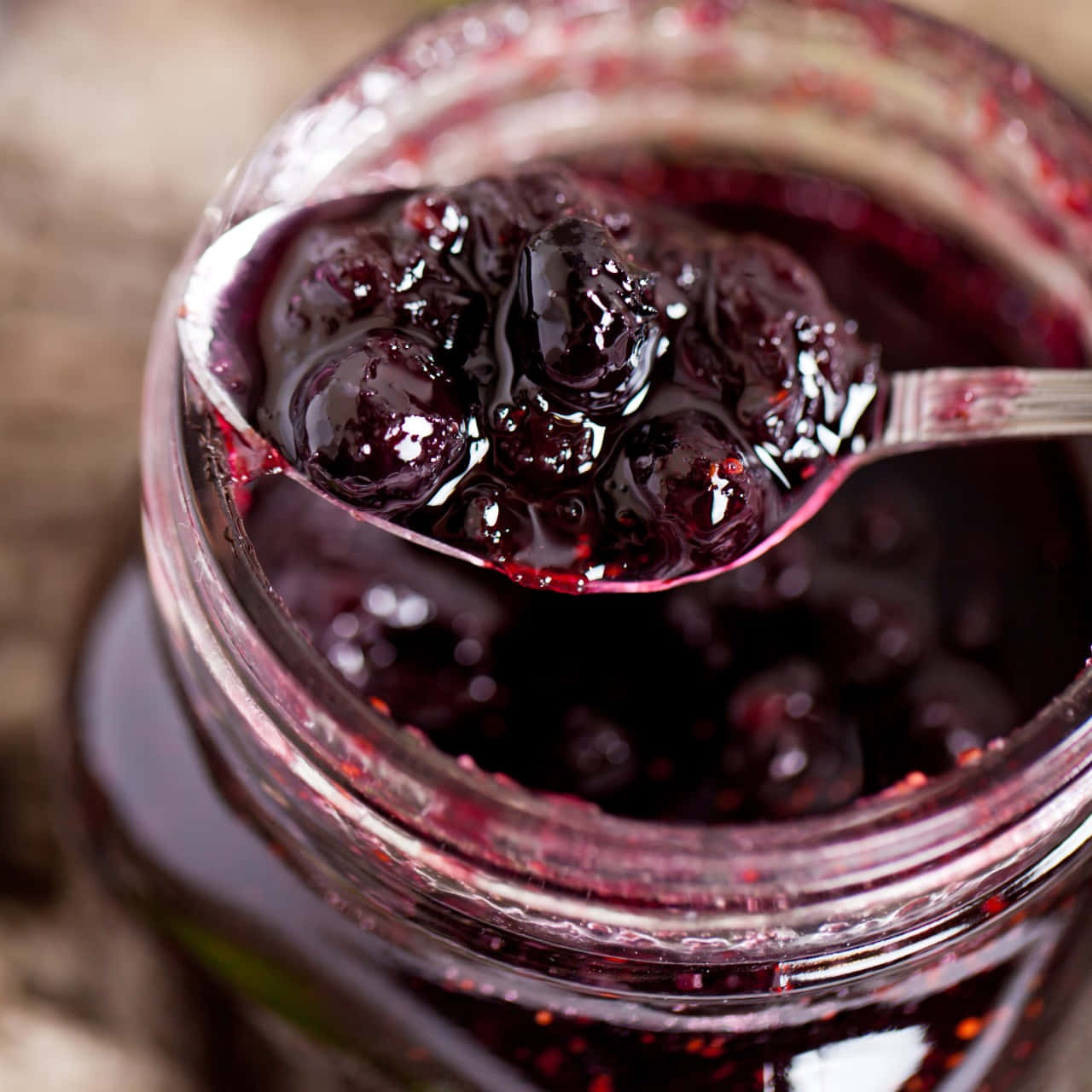 Blueberry Jam, glass jar, dark purple blueberry jam, HD Desktop Wallpaper