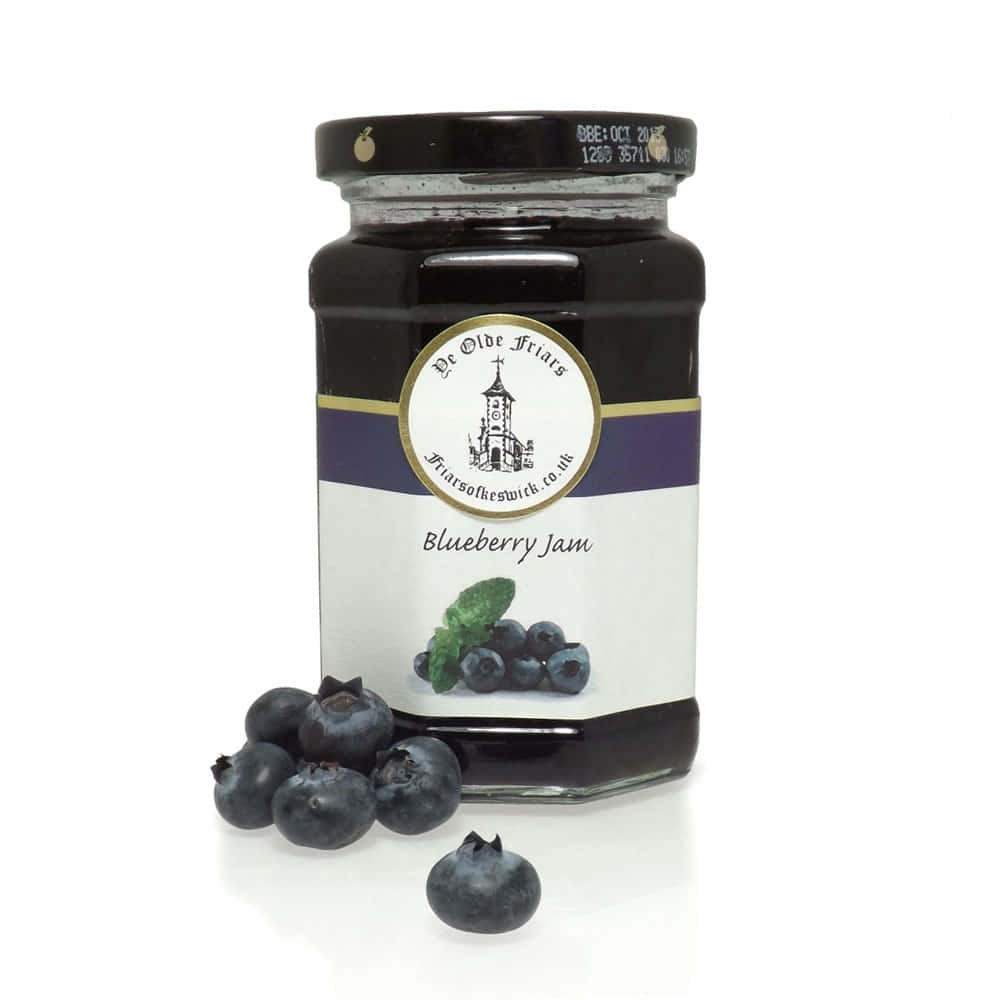blueberry jam, glass jar, fresh blueberries, SD Desktop Wallpaper