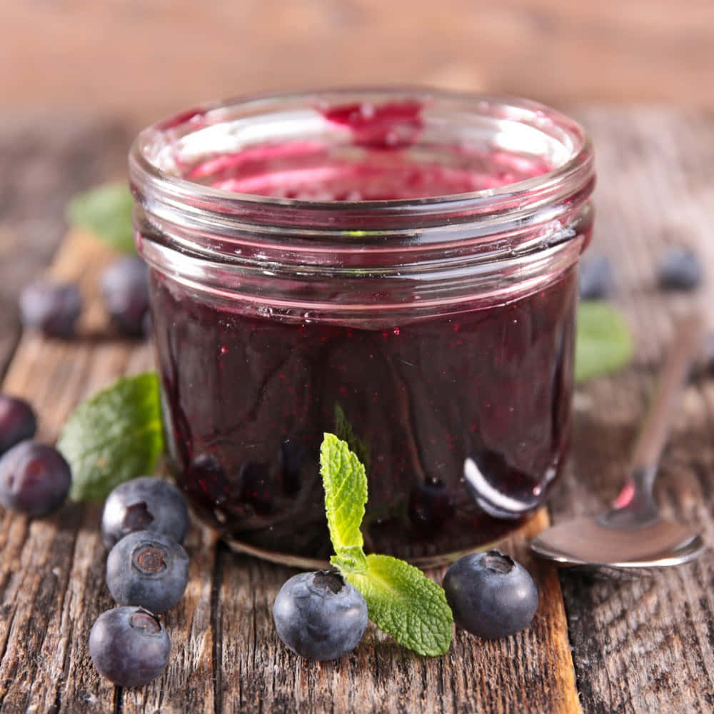 Blueberry Jam, glass jar, rich purple blueberry jam, SD Desktop Wallpaper