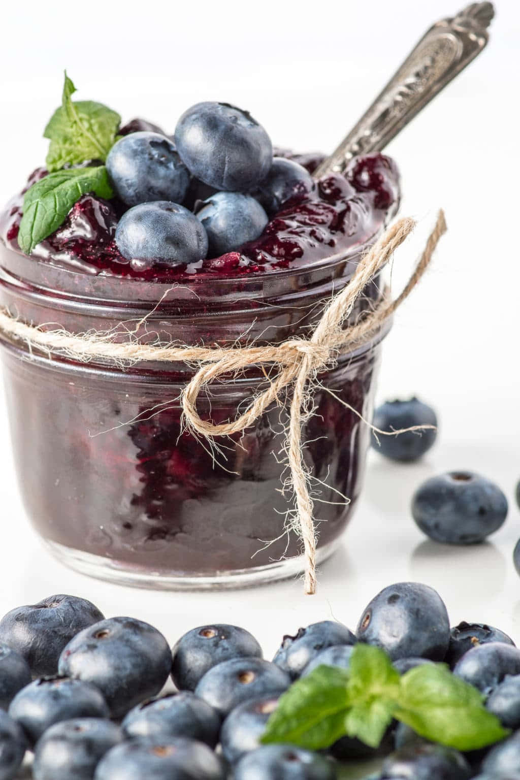blueberry jam, glass jar, fresh berries, HD Phone Wallpaper