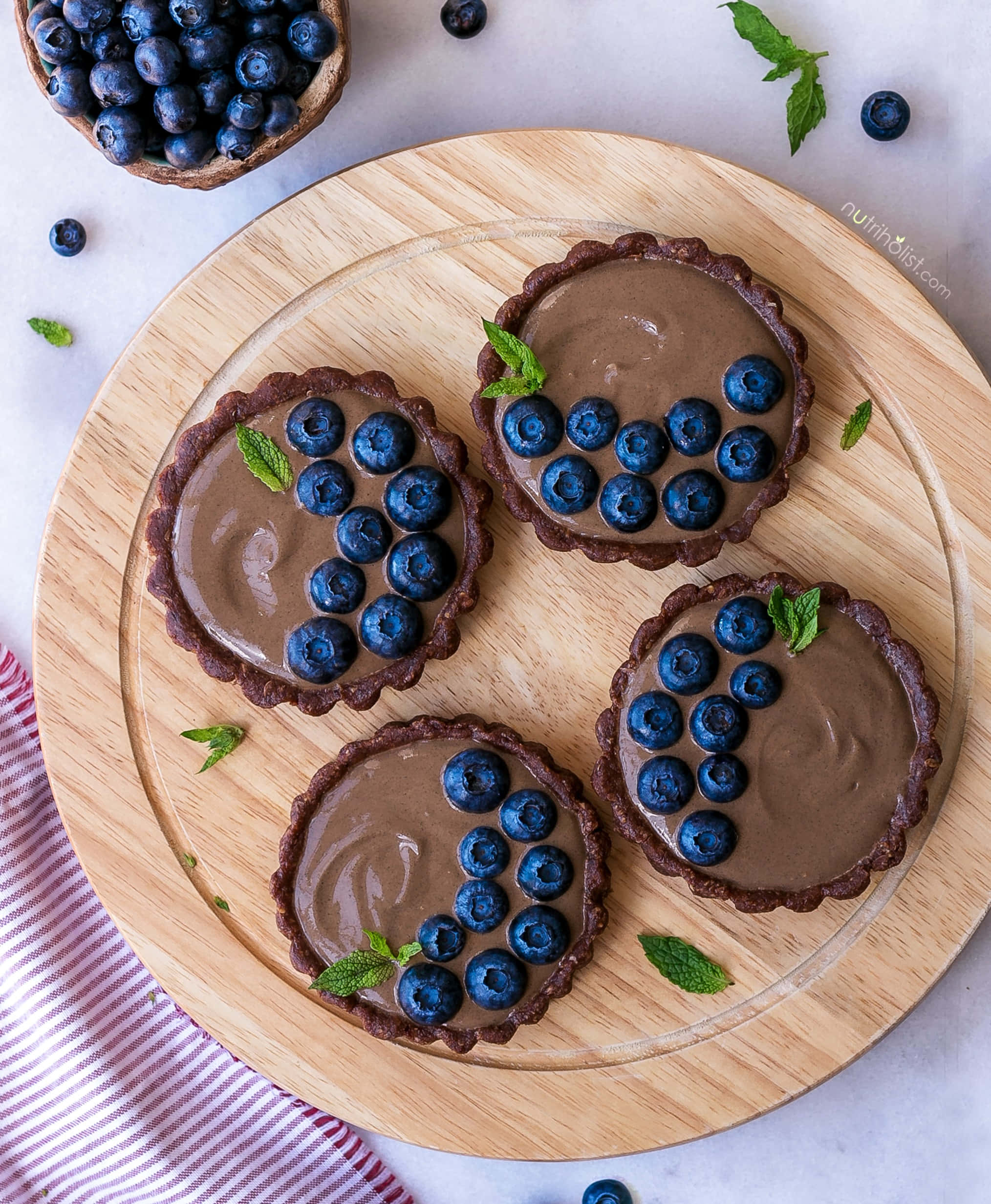 blueberries tart, chocolate tarts, fresh blueberries, Full HD Phone Wallpaper
