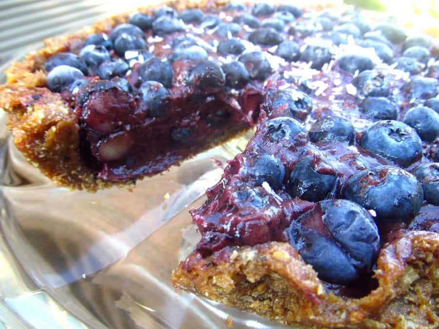 blueberry pie, golden crust, coconut flakes, SD Desktop Wallpaper