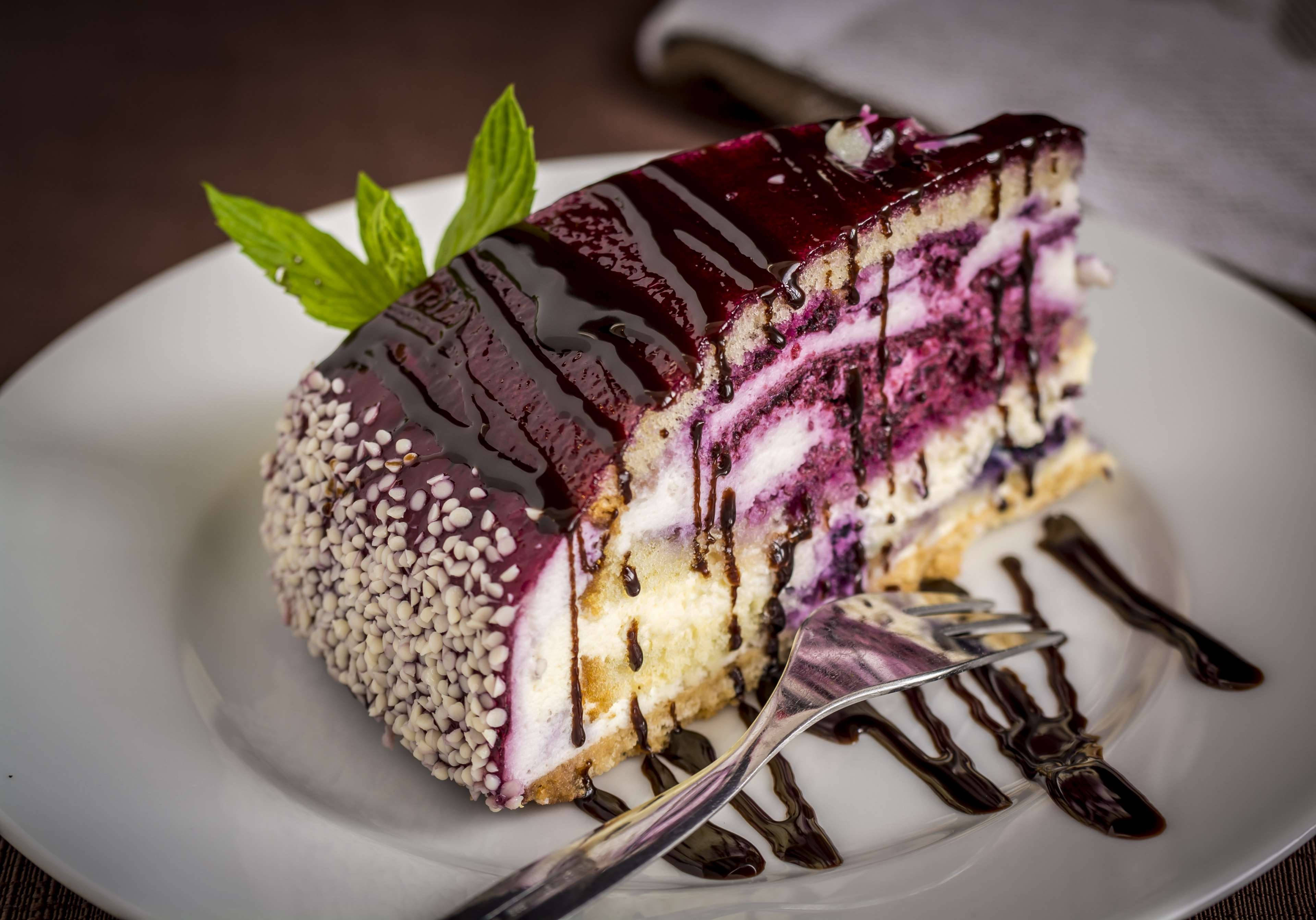 blueberry cake desserts, purple, white, 4K Desktop Wallpaper
