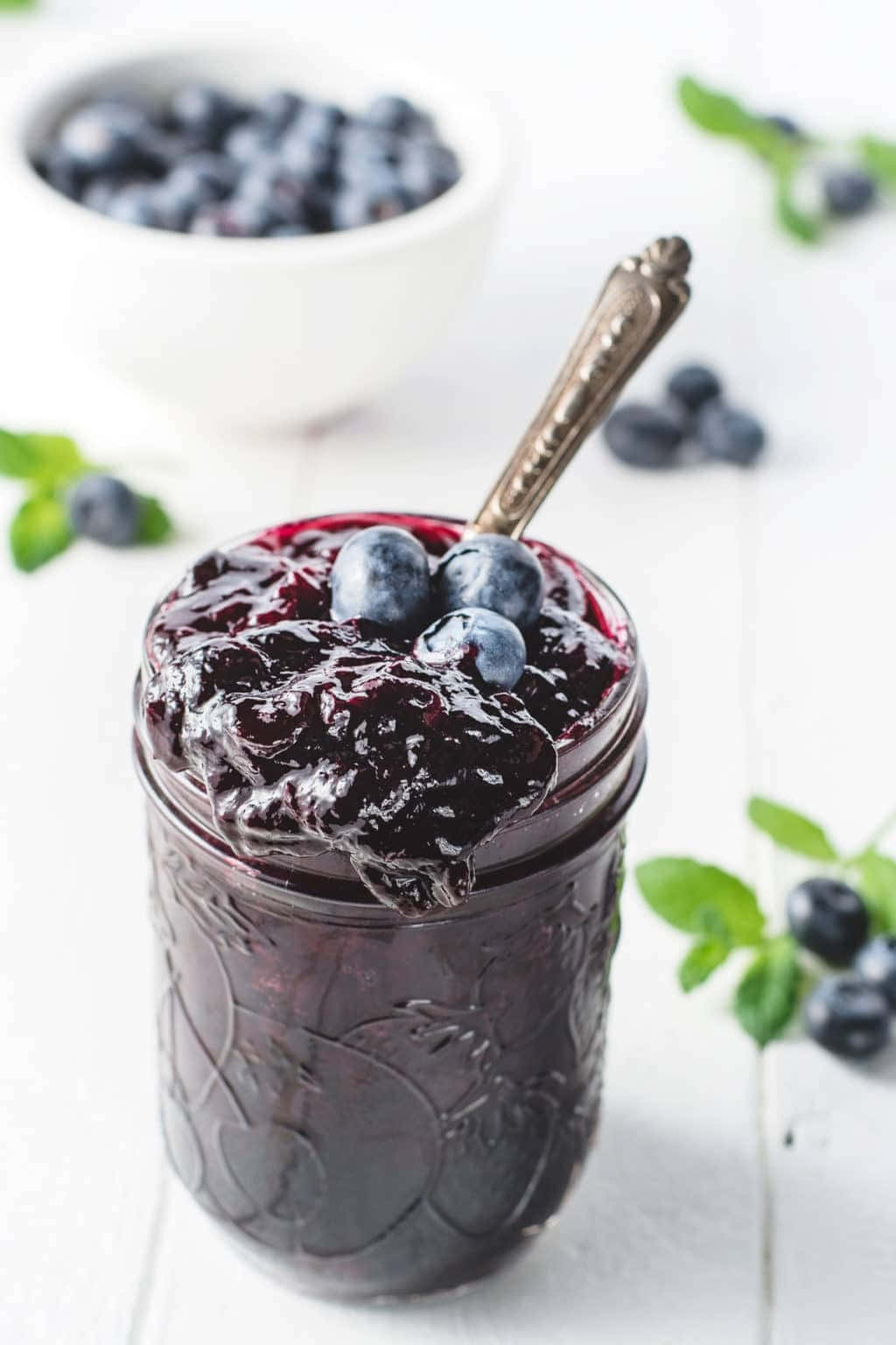 blueberry jam, glass jar, glossy blueberry jam, HD Phone Wallpaper