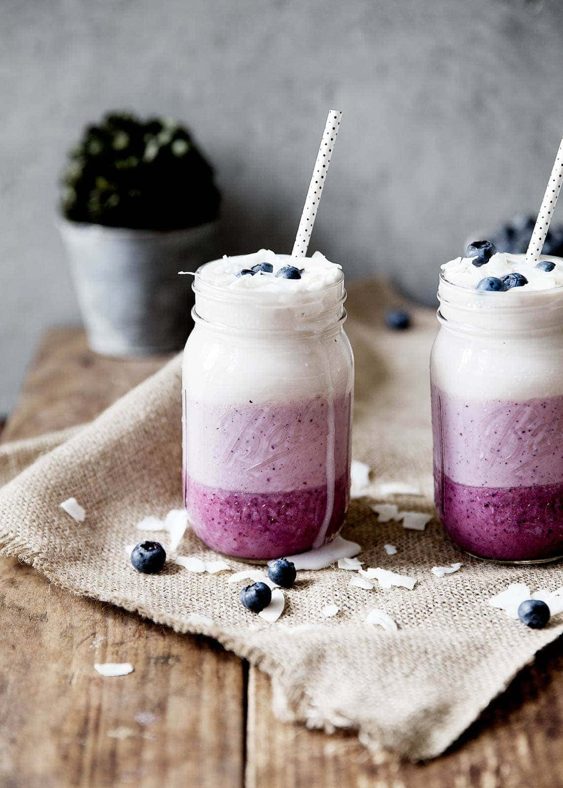 blueberry smoothie, mason jars, whipped cream, HD Phone Wallpaper