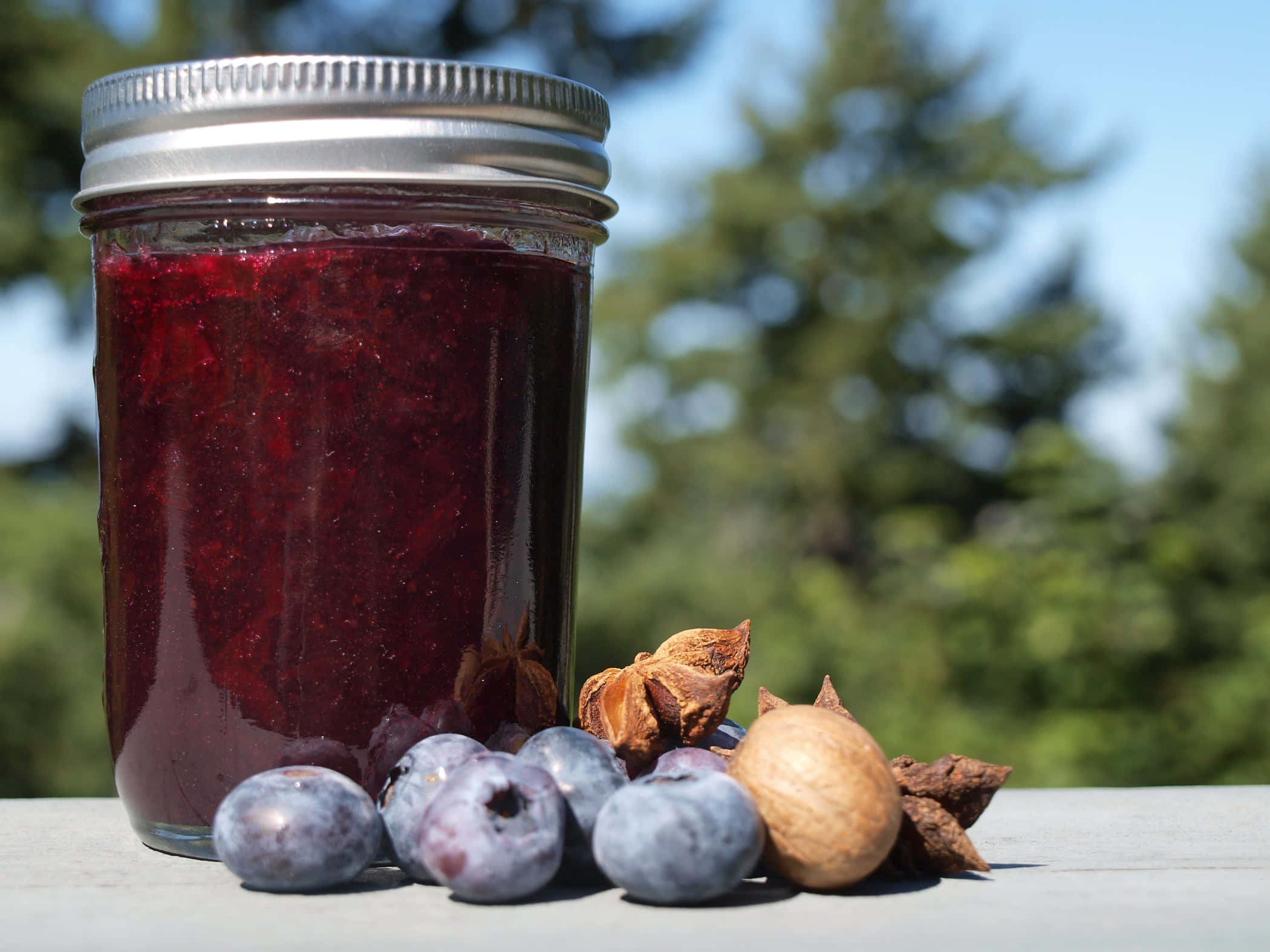blueberry jam, deep red, glass jar, Full HD Desktop Wallpaper