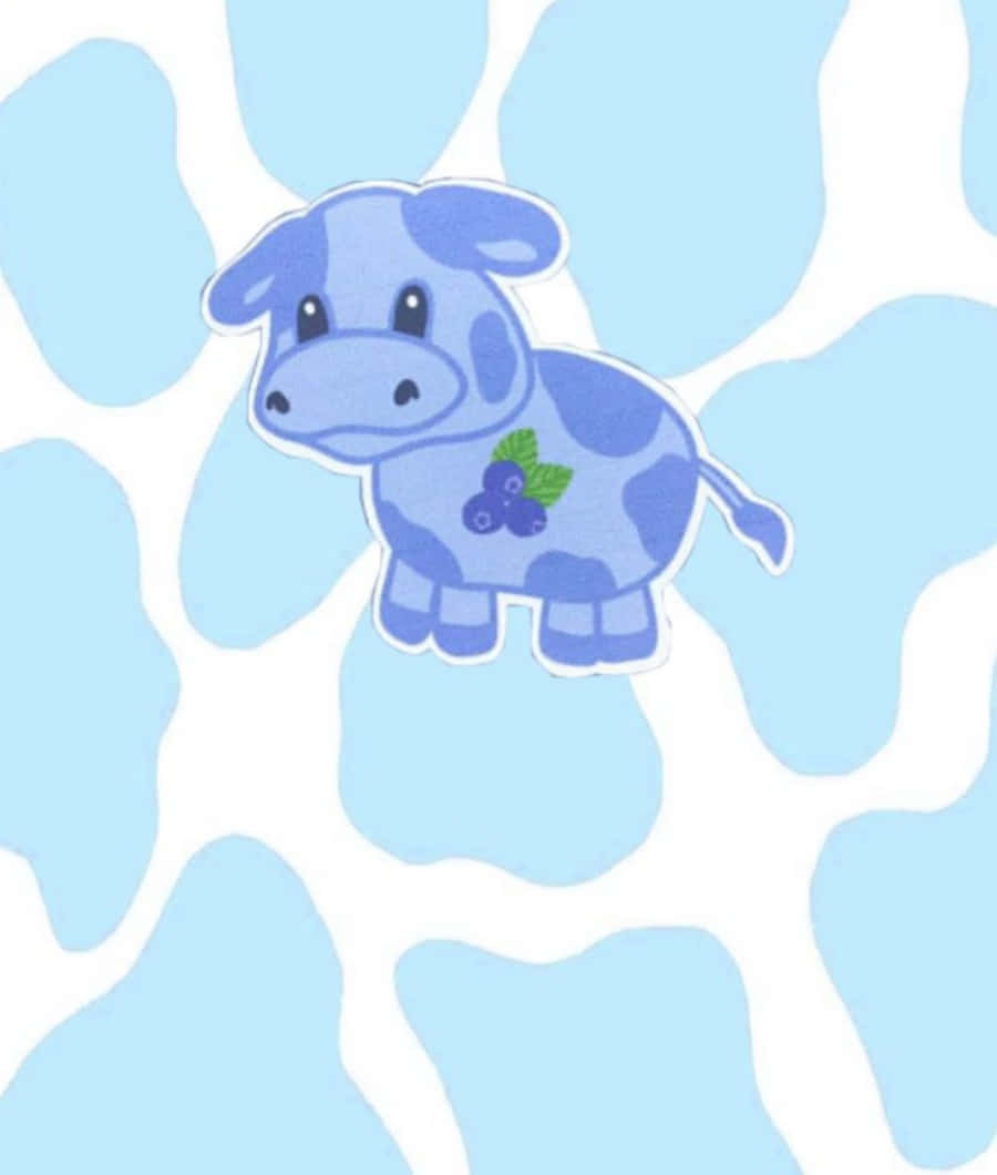 Blue Cow Print, Blueberry, blue cartoon cow, SD Phone Wallpaper
