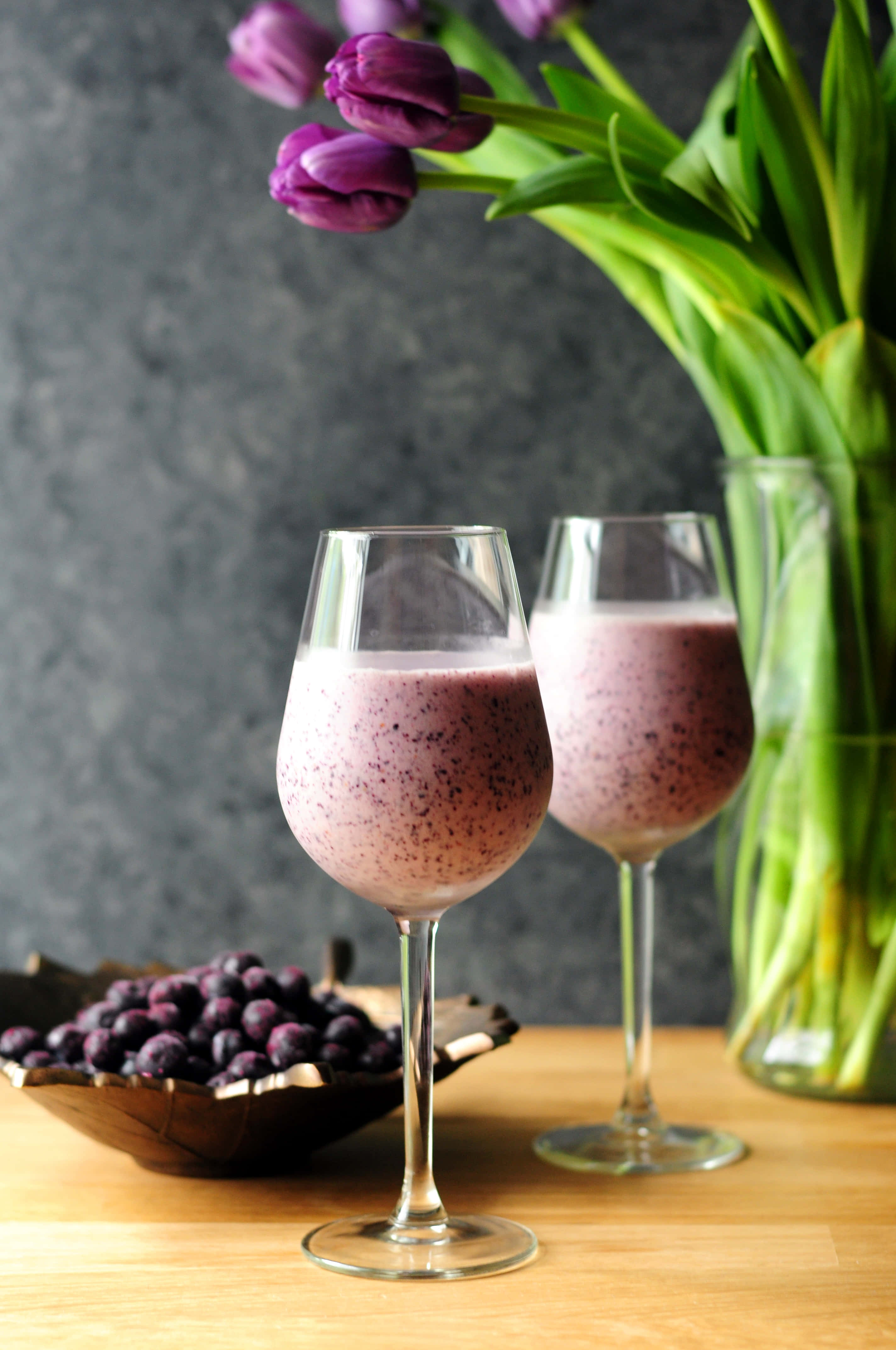 Blueberry Slushy, purple blueberry smoothie, fresh blueberries, 4K Phone Wallpaper