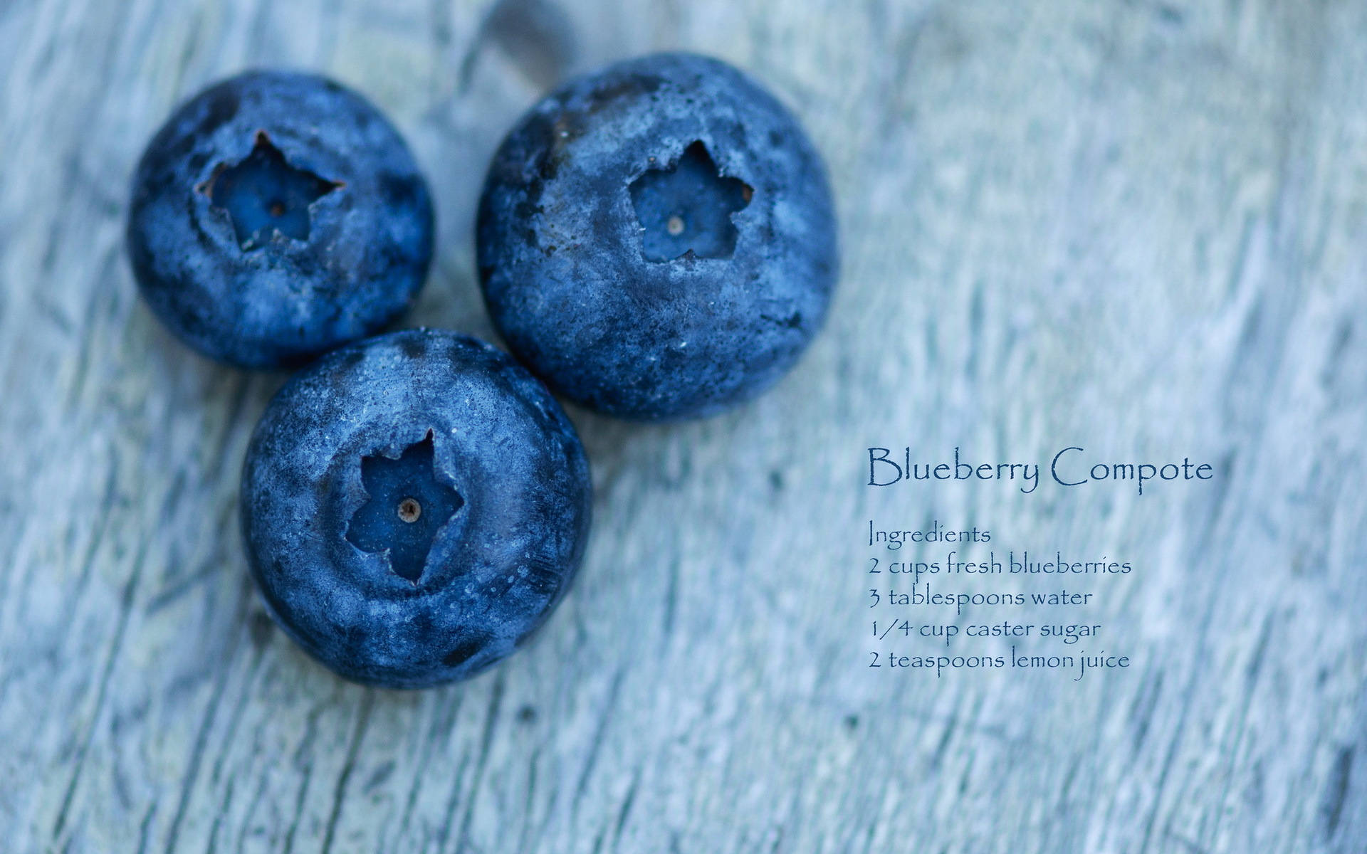 blueberry compote recipe, three plump blueberries, star-shaped crowns, Full HD Desktop Wallpaper