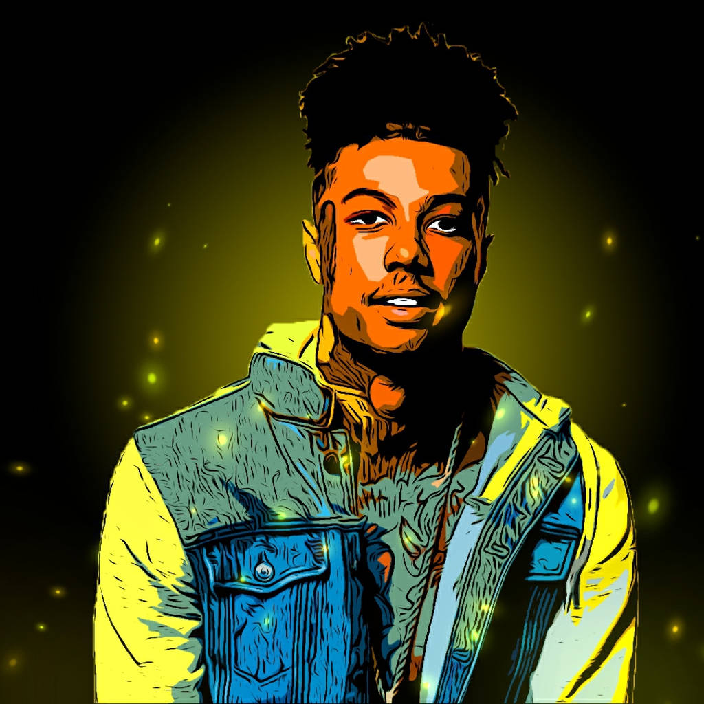 Blueface, glowing yellow, denim vest, SD Desktop Wallpaper