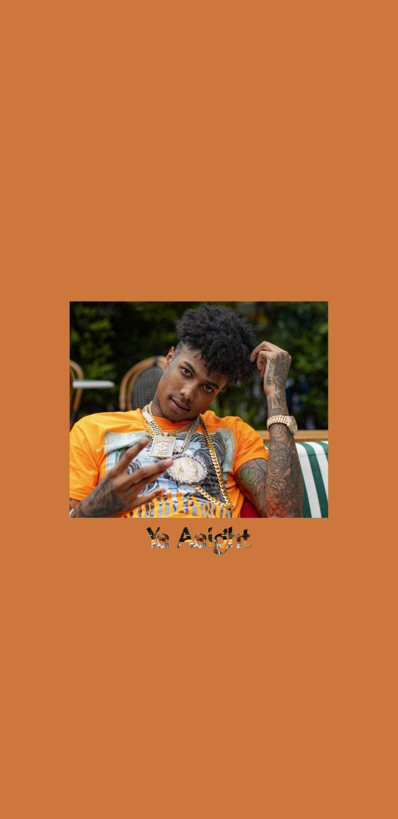 Blueface, orange background, orange t-shirt, HD Phone Wallpaper