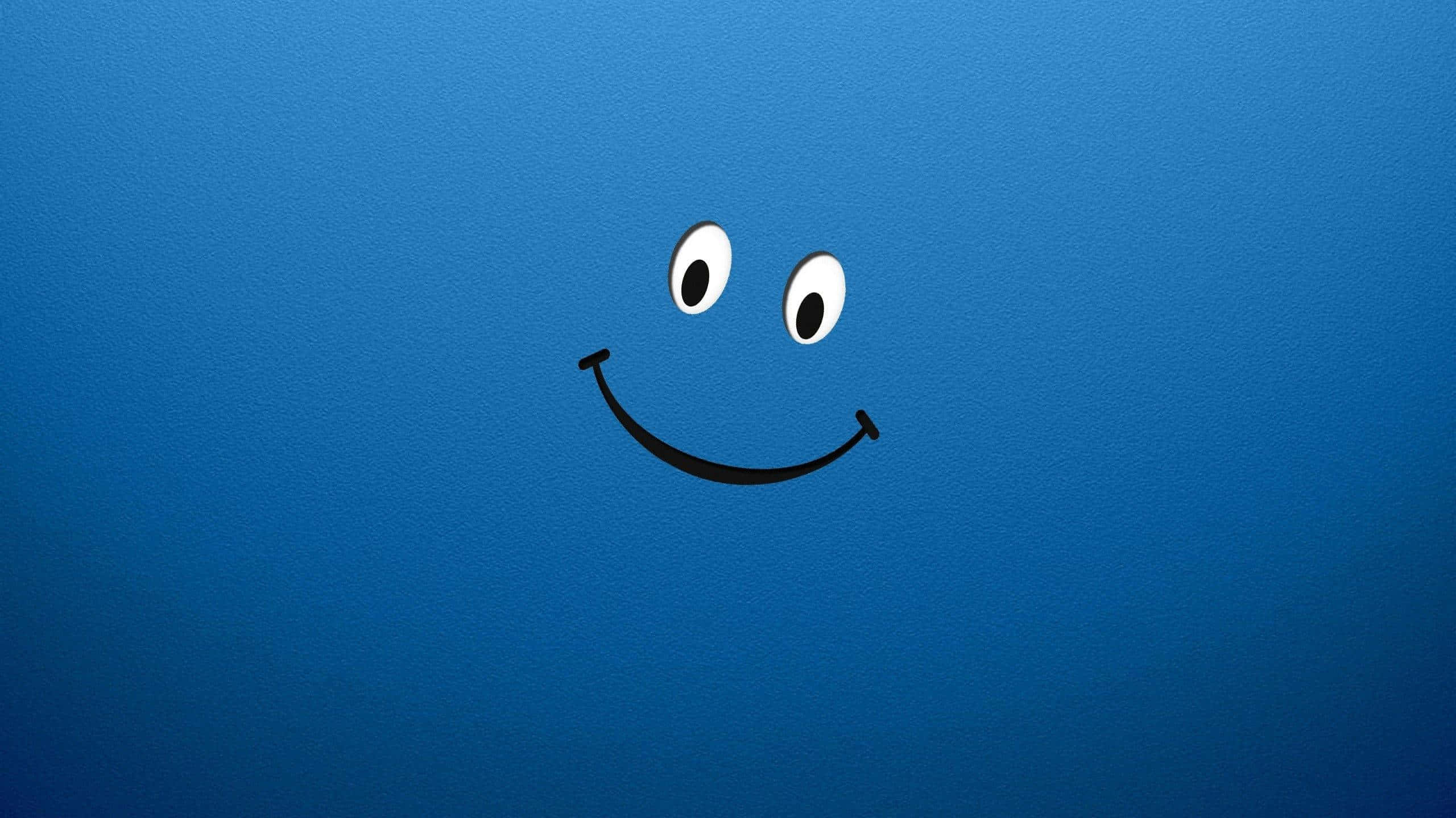 blue smiley face, black smiley face, white eyes, 2K Desktop Wallpaper