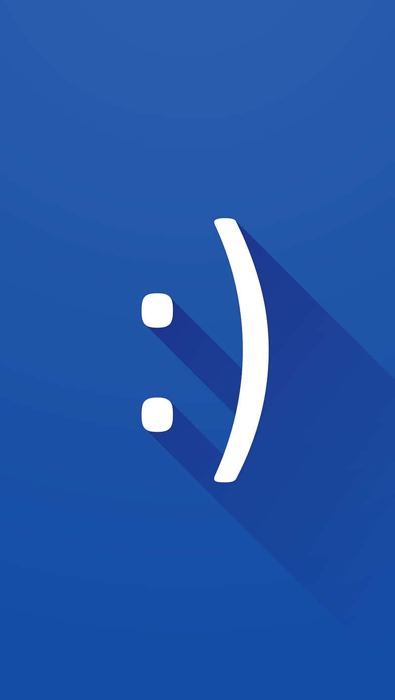 blue smiley face, minimalist white smiley face icon, long shadow, HD Phone Wallpaper