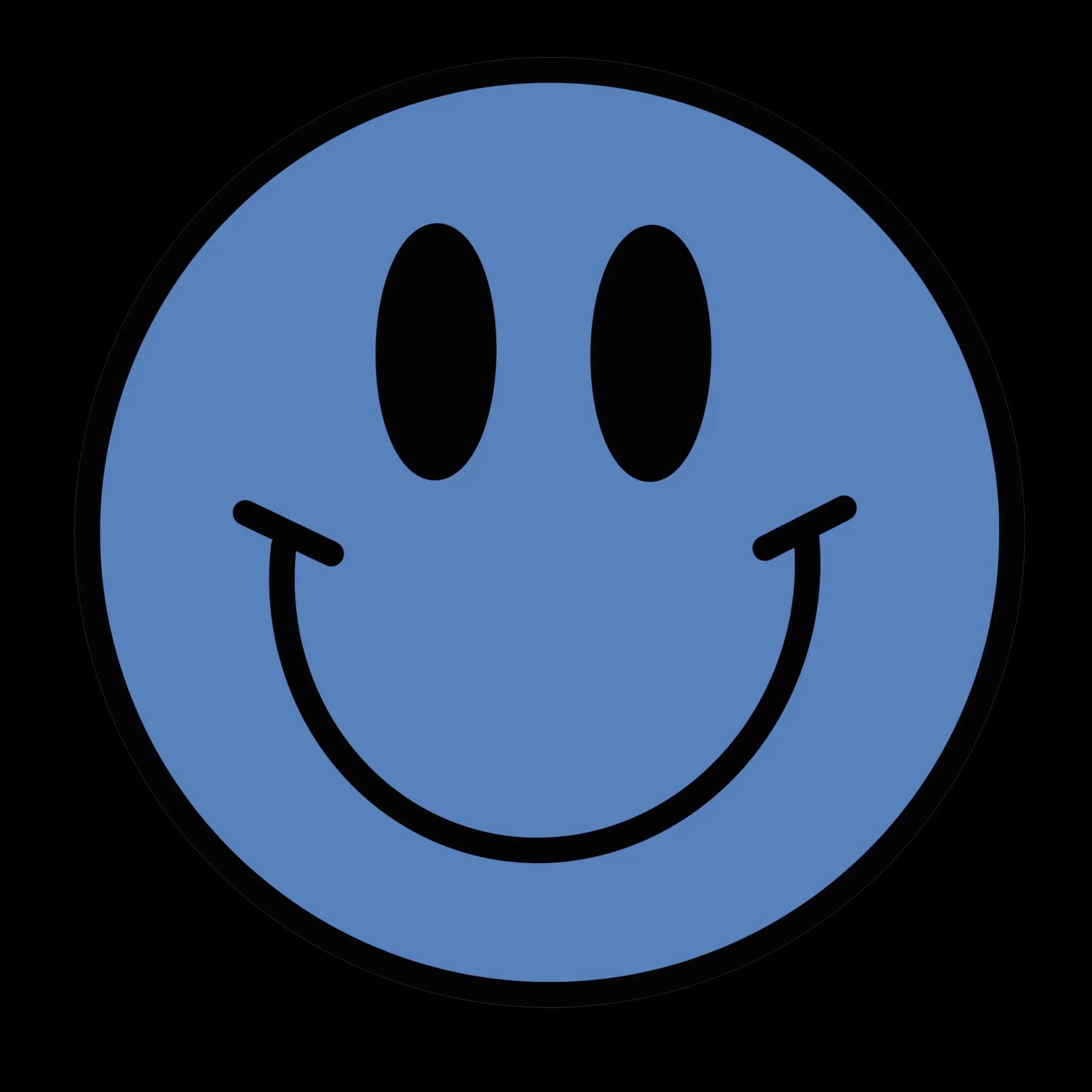 blue smiley face, black eyes, curved mouth, Full HD Desktop Wallpaper