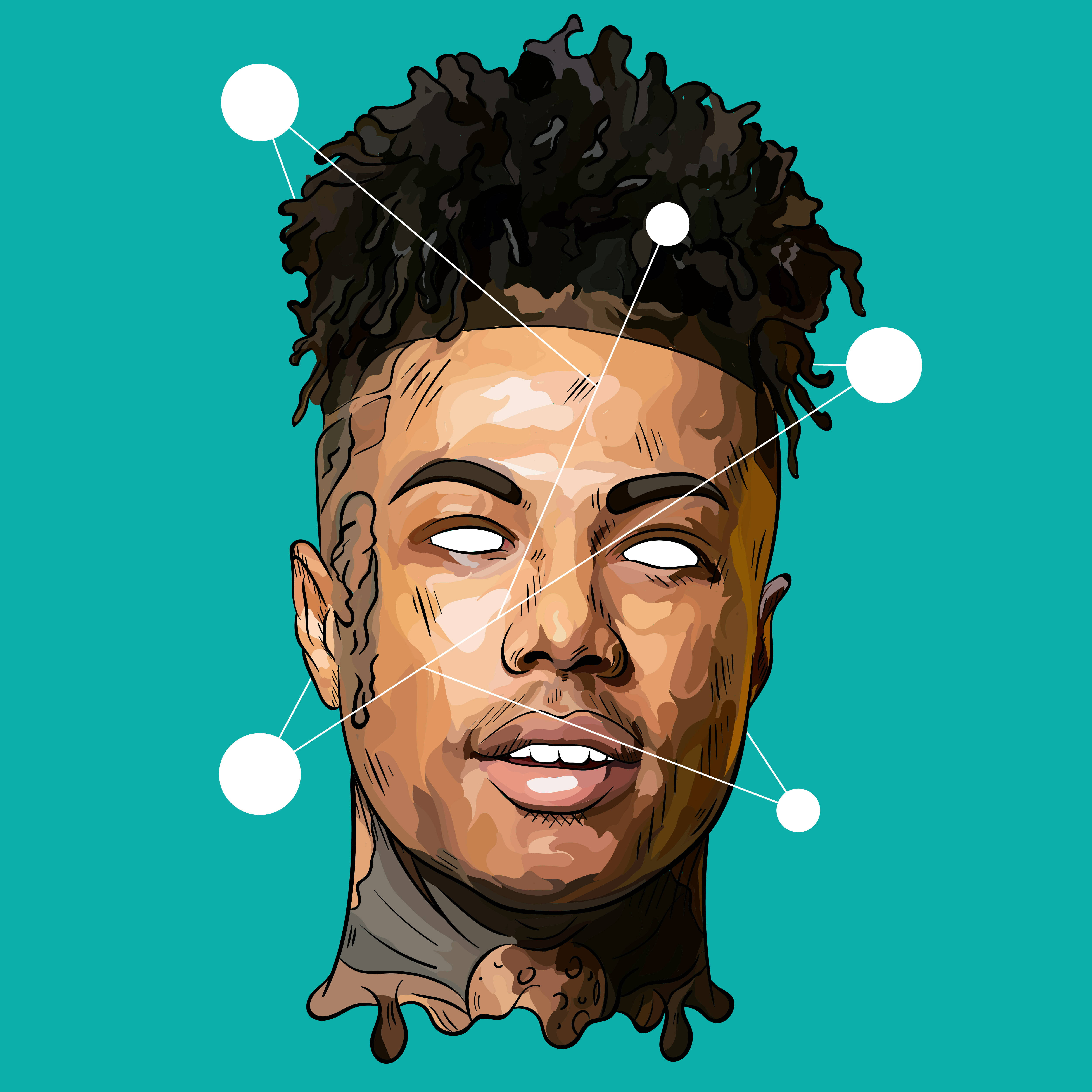 Blueface, geometry, teal background, 4K Desktop Wallpaper
