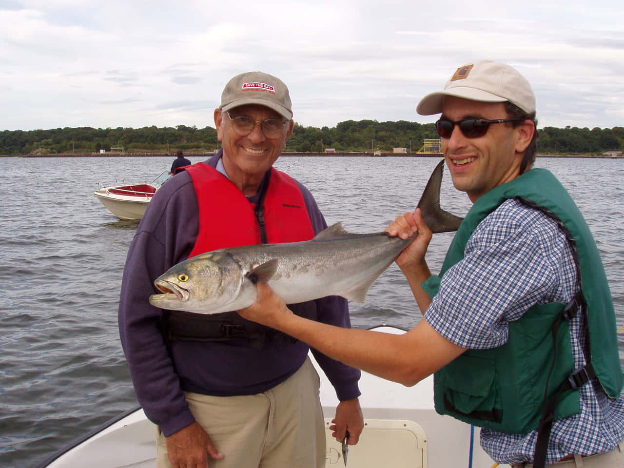 Bluefish, boat, life vests, HD Desktop Wallpaper