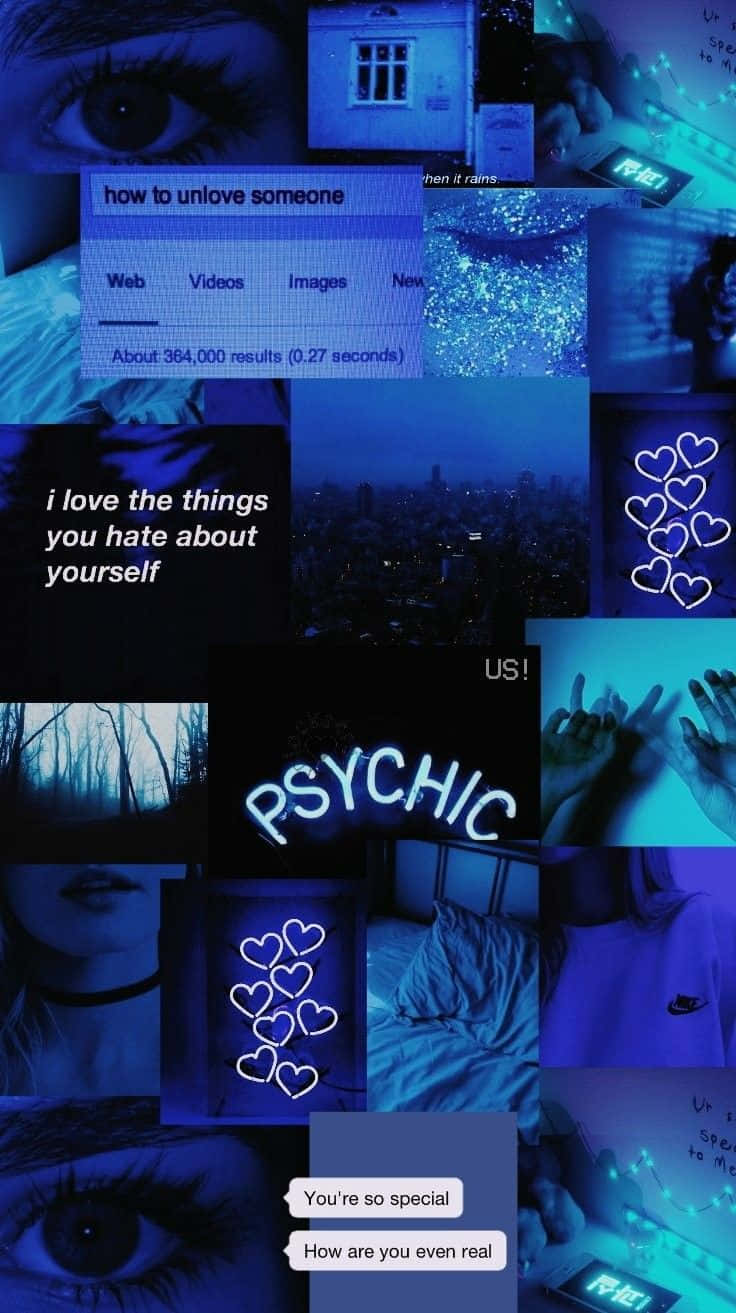 blue-toned, neon signs, glowing hearts, HD Phone Wallpaper
